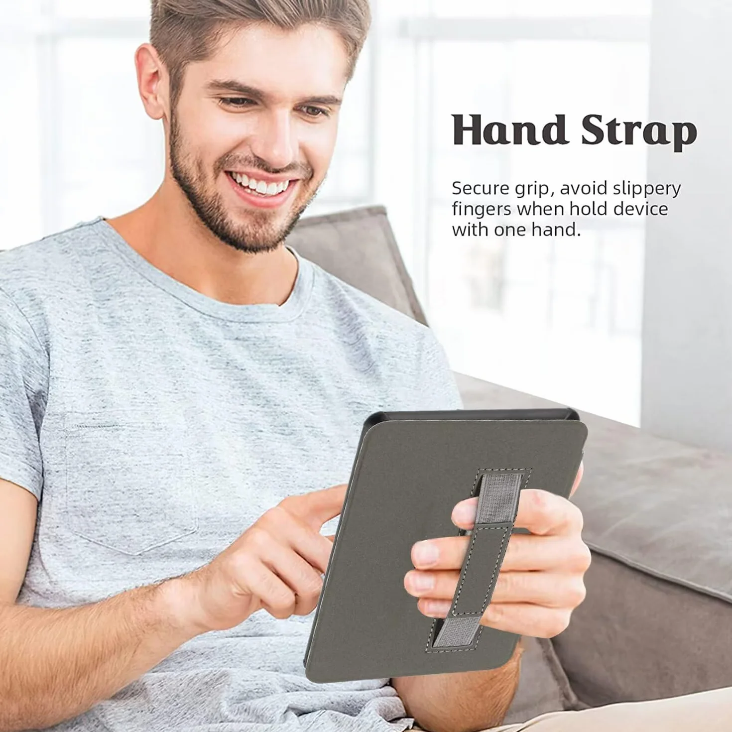 MOKASE Etui Compatible with Kindle Paperwhite 7„ (12. generacja, 2024) i Kindle Colorsoft Signature Edition, ultracienkie etui ochronne ze skóry PU z paskiem na rękę do czytnika 7” 2024, Blossom