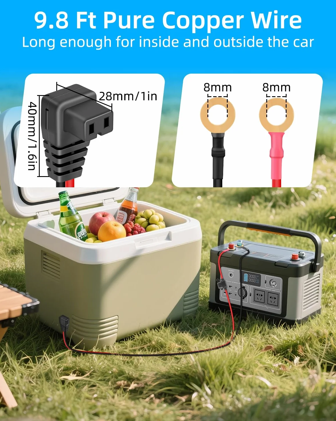 Kabel zasilający DC do lodówki samochodowej 12 V (3M/10FT)