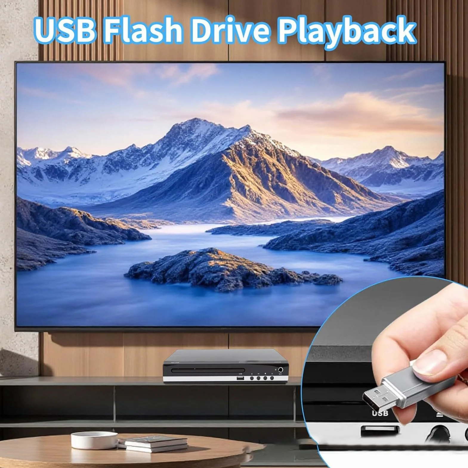 Cocoarm Odtwarzacz DVD Odtwarzacz CD DVD dla Wszystkich Regionów z obudową ABS 1080P AV USB Karaoke Wznów Odtwarzanie dla Telewizora Kino Domowe Do Użytku Rodzinnego (wtyczka UE)