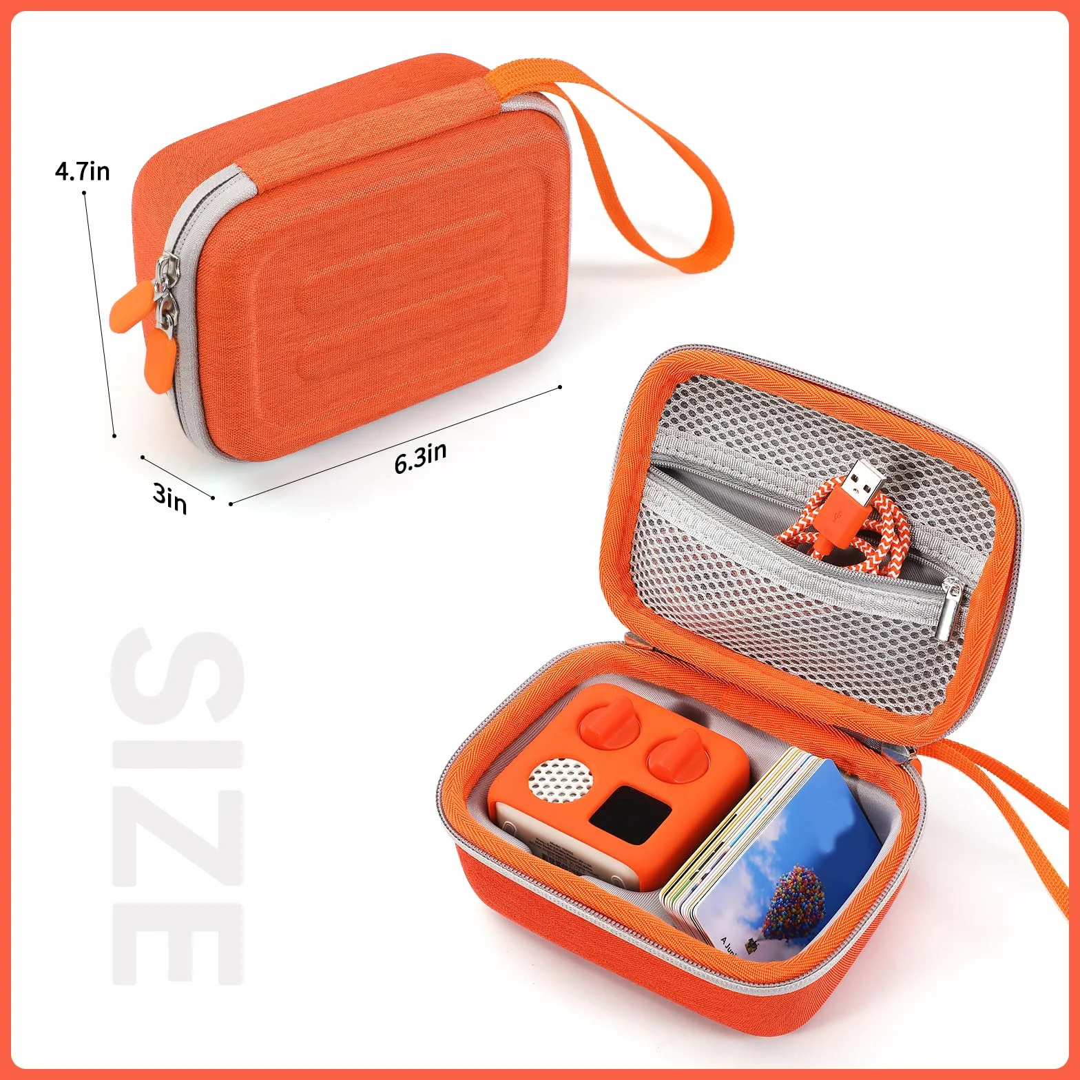 etui z pianki EVA do przechowywania Yoto Mini (edycja 2024) odtwarzacza audio i akcesoriów, przenośny twardy etui ochronny pokrowiec skóra organizer torba na rękę, pomarańczowy, 17 x 12 x 7