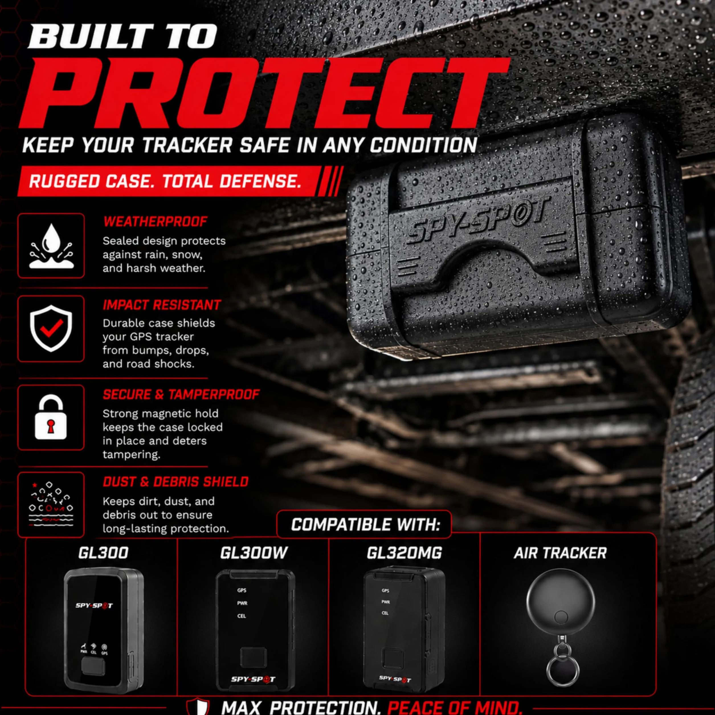 Etui GPS do trackera GL300MG 4G, pojemnik magnetyczny, odporny na warunki atmosferyczne, wodoodporne, wytrzymałe, podwójne magnesy neodymowe | kompatybilne z GL200 GL300 GL300W firmy SpySpot