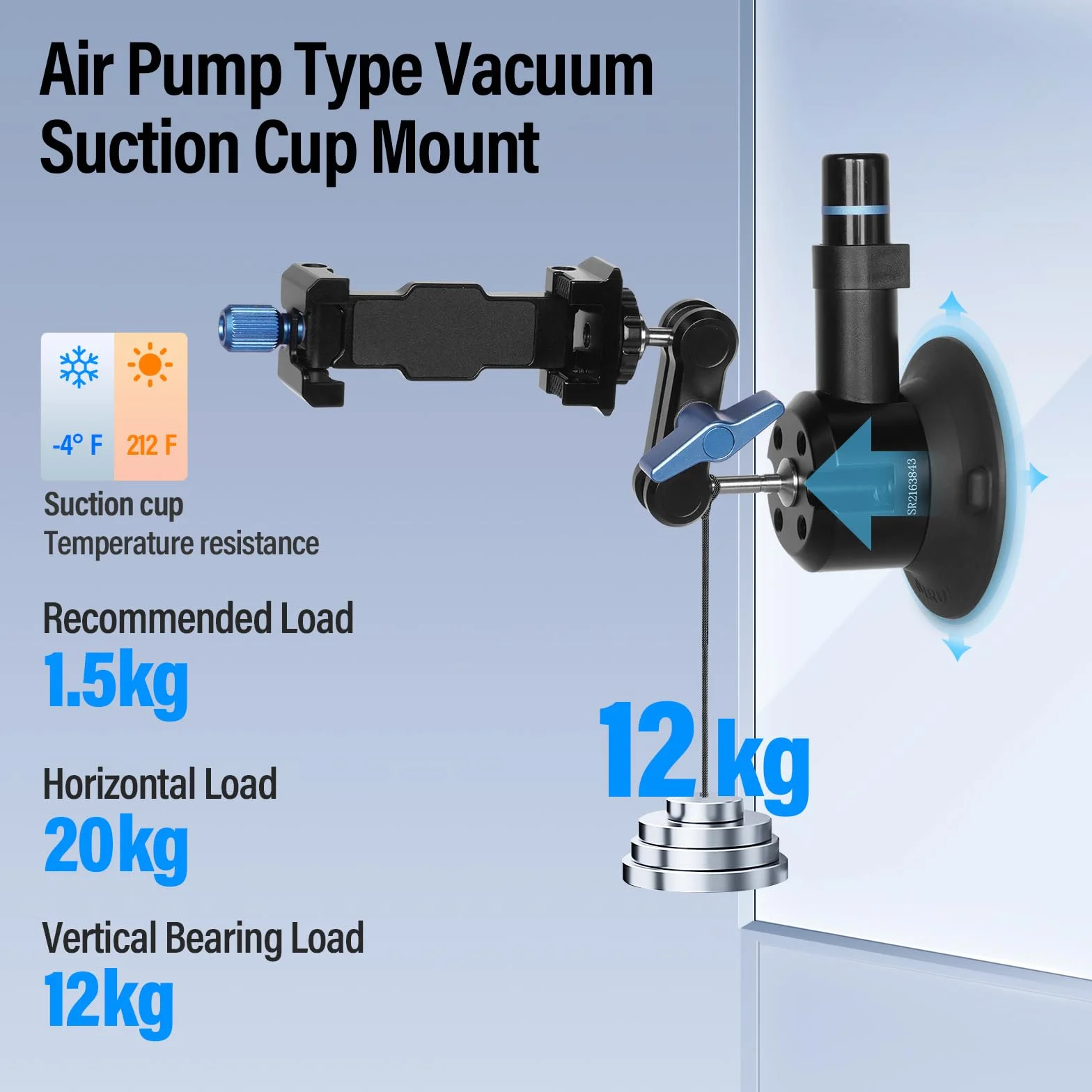 SIRUI Uchwyt na przyssawkę z Magic Arm Kit, Magnetic Suction Cup Mount do Gopro, aluminium, obracany o 360°, przednia szyba samochodowa, deska rozdzielcza do kamer sportowych