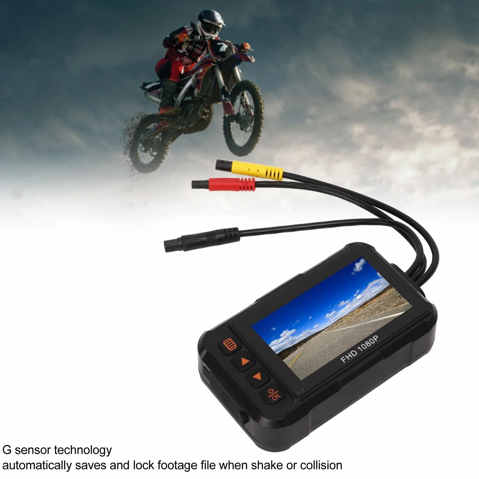 Rejestrator Motocyklowy, 3-calowa Kamera na deskę rozdzielczą Motocykla 1080P Przedni Tylny Rejestrator Wideo Rejestrator Jazdy Nagrywanie w Pętli Nagrywanie Czujnika G Monitorowanie Parkowania