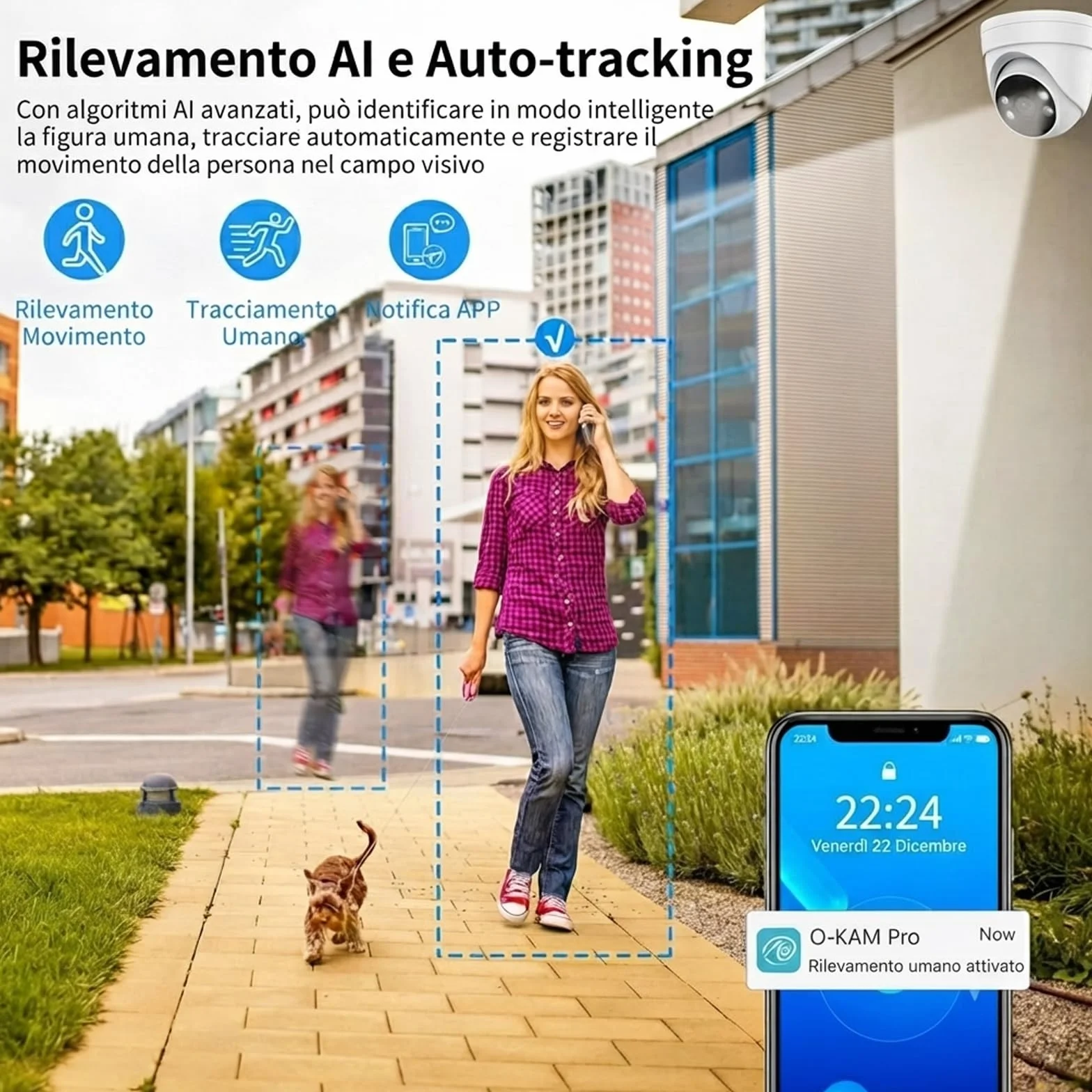 Nuwo Zewnętrzna kamera Wi-Fi 2K PTZ | 270°Pan/90°Tilt | Kolorowa kamera monitorująca IP Night Vision | dwukierunkowy dźwięk | Wykrywanie ruchu, alarm dźwiękowy i jasny | IP66