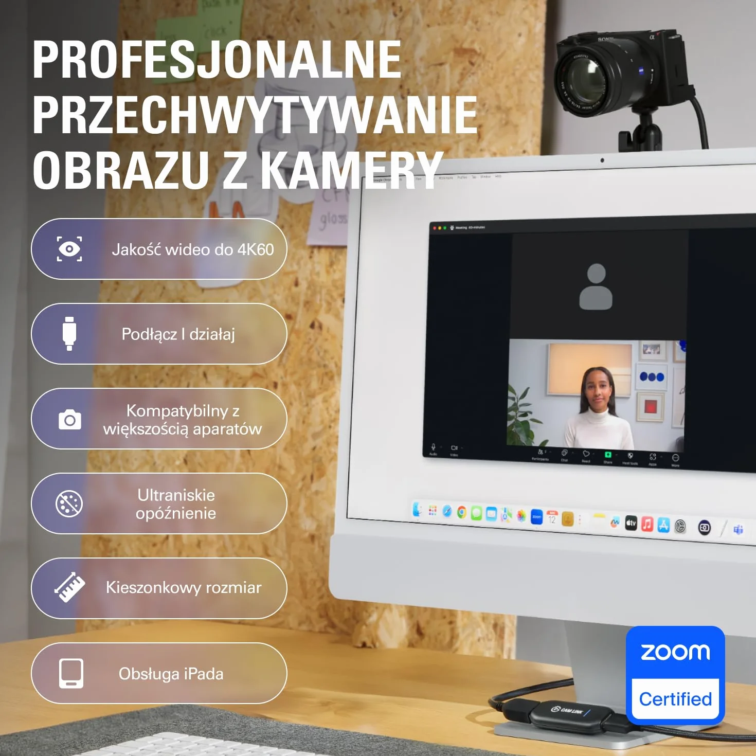 Elgato Cam Link 4K, zewnętrzna karta do przechwytywania z kamery, transmisja i nagrywanie z DSLR, kamera internetowa 1080p60, 4K30/4K60, wideokonferencje, granie, OBS, Zoom, Teams, PC/Mac