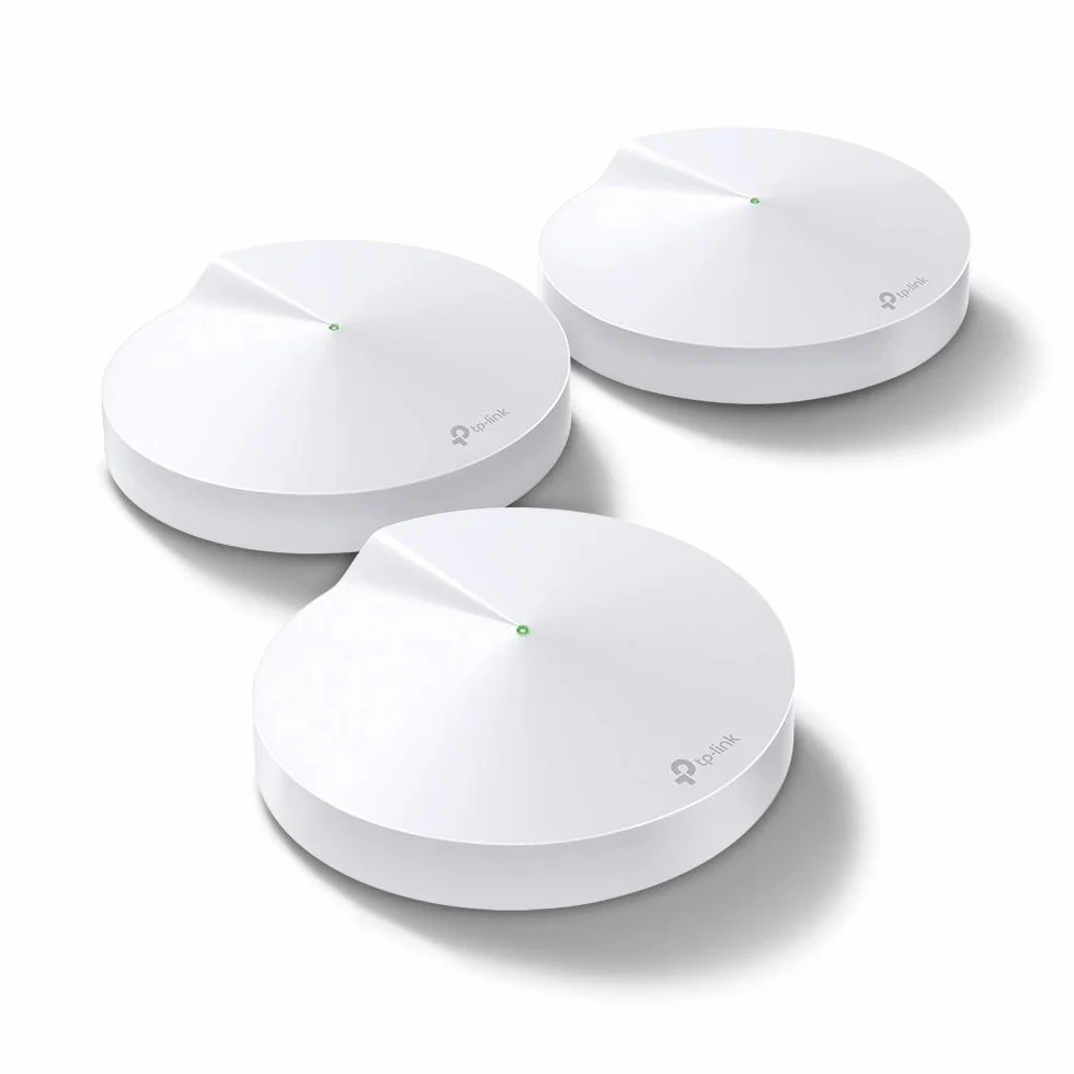 TP-Link Deco M5 Wifi Mesh, zestaw 3 jednostek do 500 ㎡, AC1300, do domów dwu- lub 3-piętrowych, z podwójną prędkością 1267 Mbps, wymień tradycyjne routery i przedłużacz Wi-Fi, kompatybilny z Alexą
