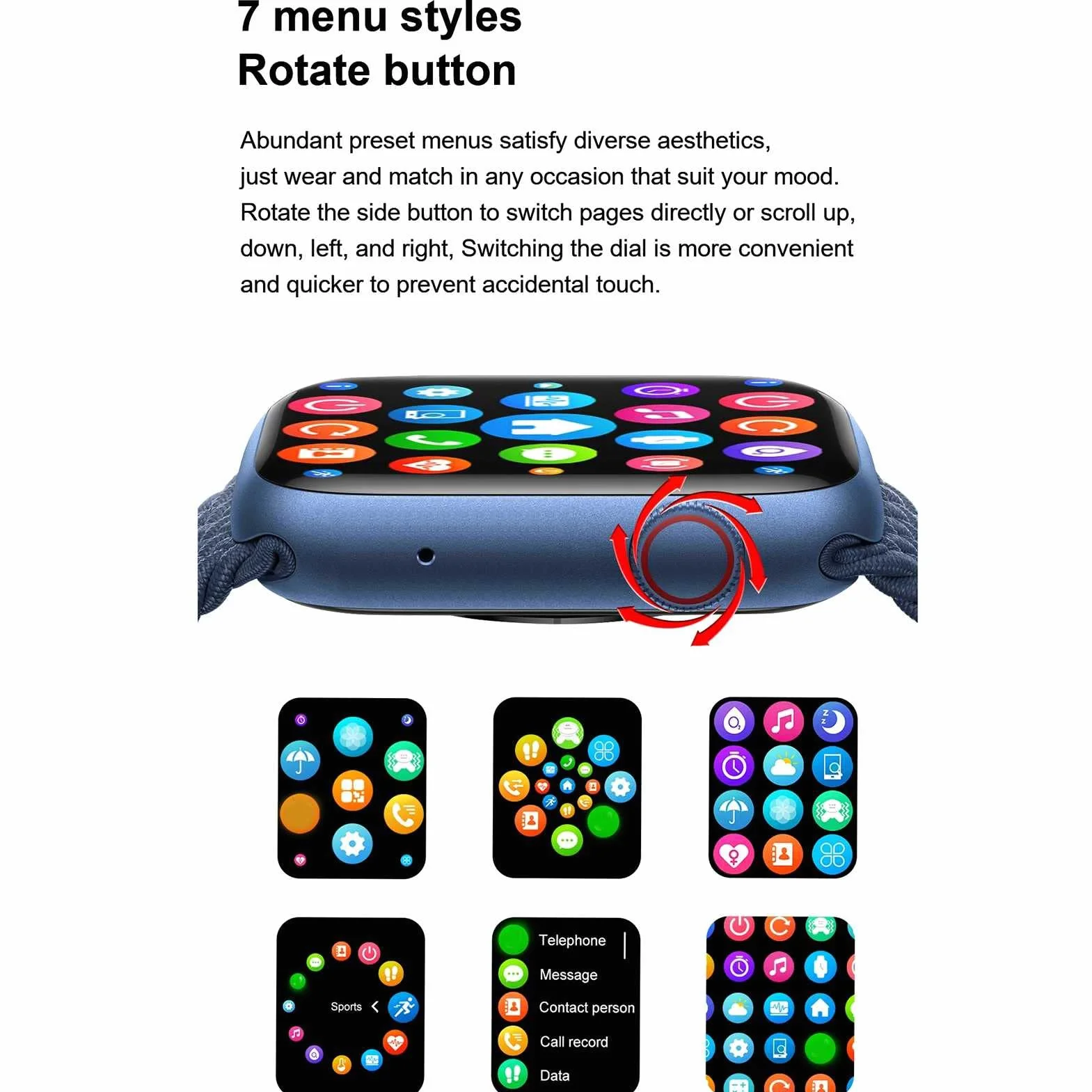 Inteligentny zegarek dla mężczyzn Kobiety Połączenie Bluetooth 1.8 '' Duży ekran Ekran dotykowy HD Inteligentny zegarek Inteligentny zegarek AI Voice Motion Track Record Wear