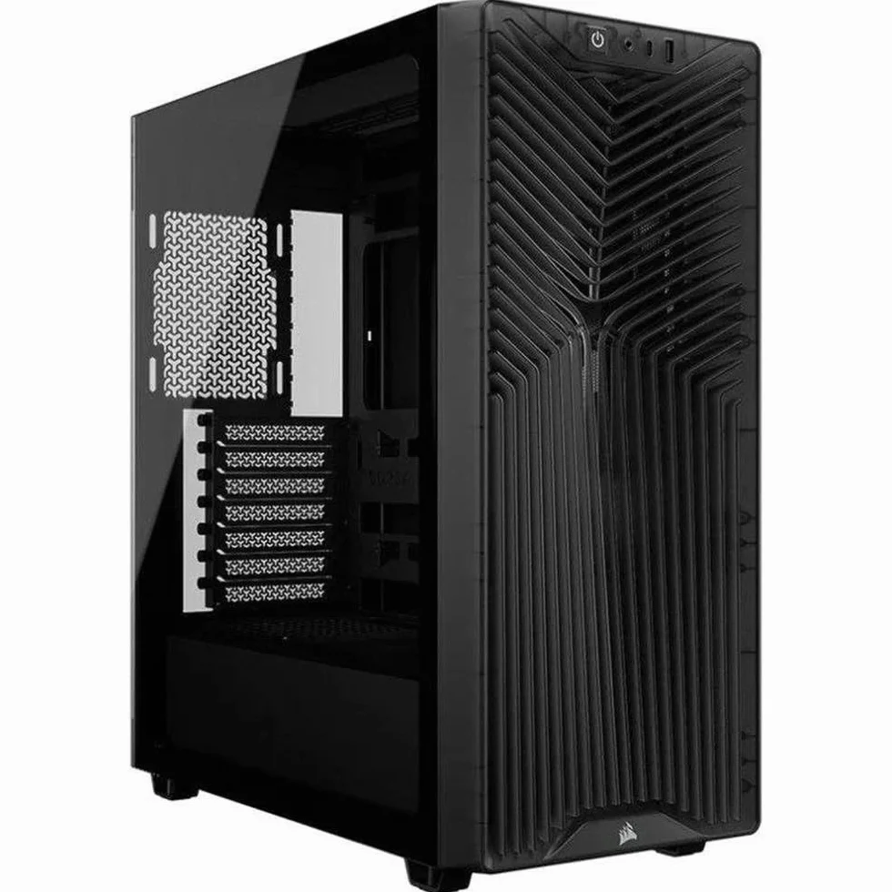 CORSAIR Obudowa PC 3200D RS Mid-Tower – w zestawie 3 wentylatory PWM RS120, ramię stabilizujące GPU, ASUS BTF, MSI Project Zero, Gigabyte Project Stealth, dymne