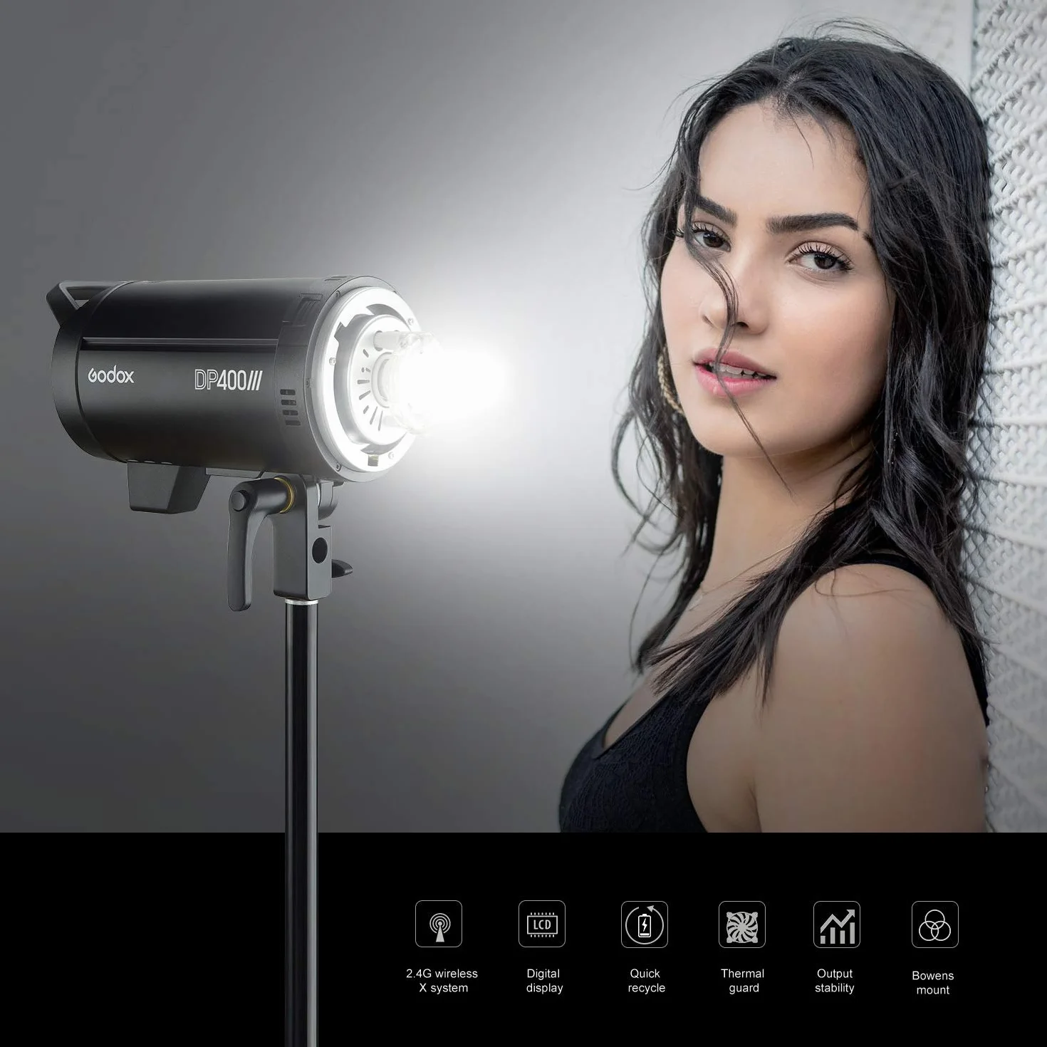 GODOX DP400III Studio lampa błyskowa, 400 W, 2,4 G, bezprzewodowy system X, lampa błyskowa z uchwytem Bowens Mouns, 5600 K, temperatura barwowa, fotografia, miganie