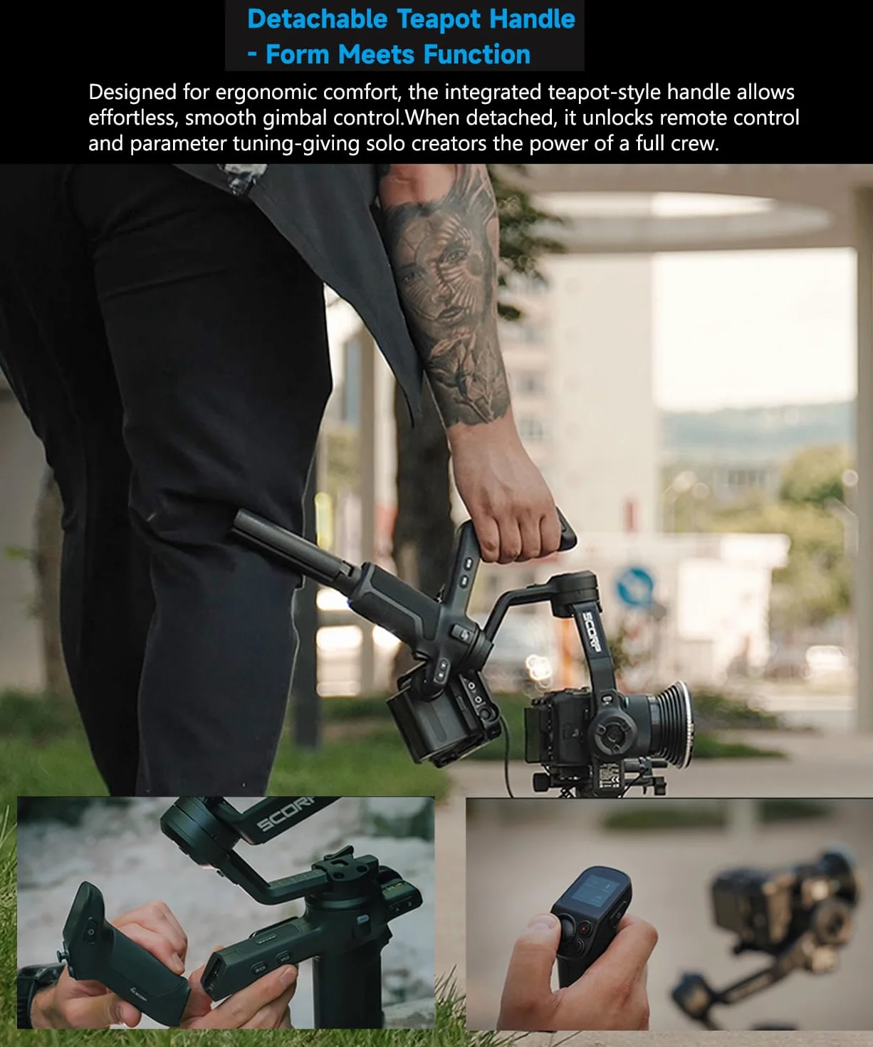 FeiyuTech SCORP 3 KIT Stabilizator kardanowy dla kamery, wbudowany śledzenie AI, stabilizator bezlusterkowca DSLR dla Sony/Canon/Nikon/Fujifilm, maks. 3.5KG/7.72lbs, ekran dotykowy, natywne pionowe