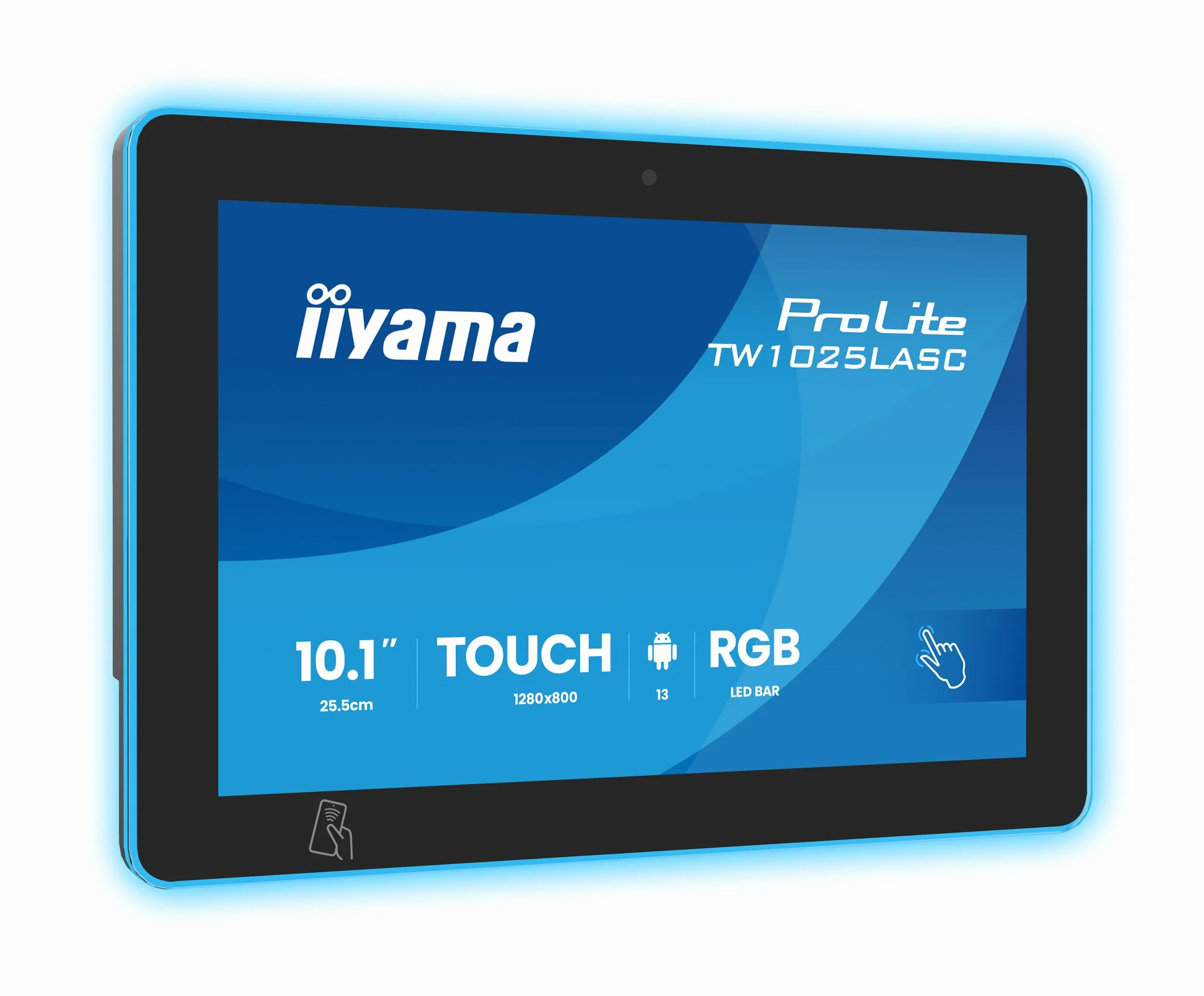 iiyama Prolite TW1025LASC-B3PNR monitor LED IPS 25,5 cm 10,1" WXGA 10-punktowy pojemnościowy multitouch wyjście audio USB3.2/2.0/mini LAN PoE Android WiFi Bluetooth NFC/RFID Kamera internetowa