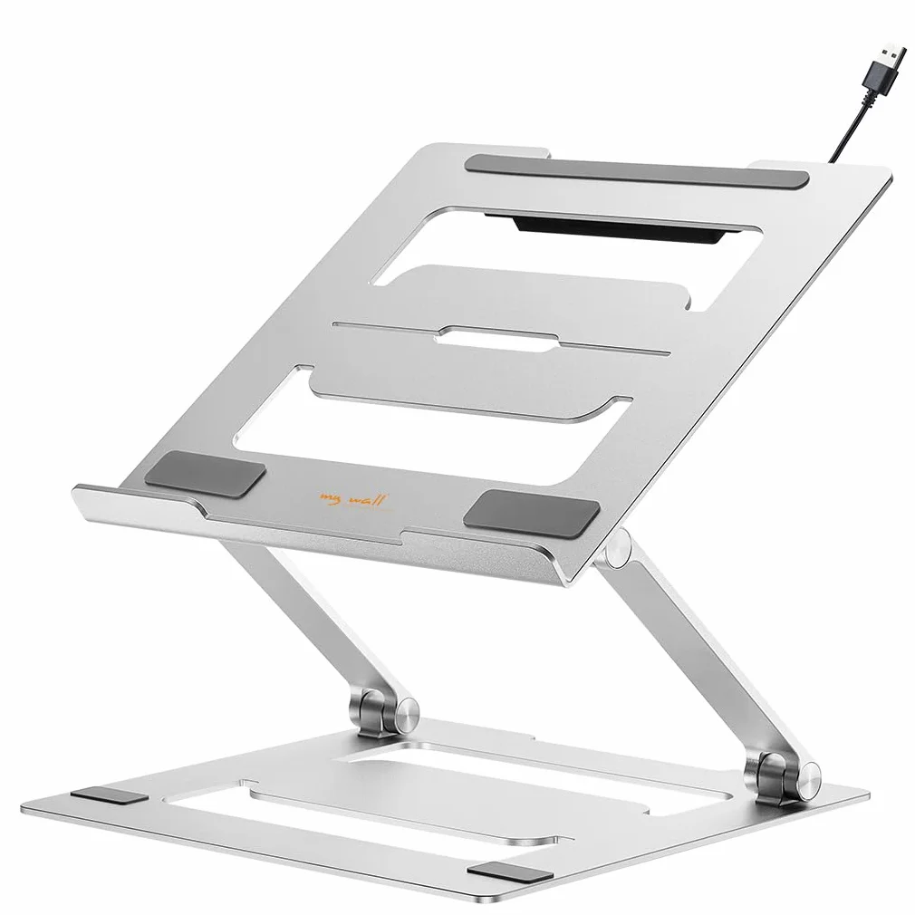 myWall Stojak na laptopa HT17L, ergonomiczny uchwyt na laptopa na biurko, notebooka i MacBook, kompatybilny z 11-17 cali, wentylowany i składany, uchwyt na laptopa