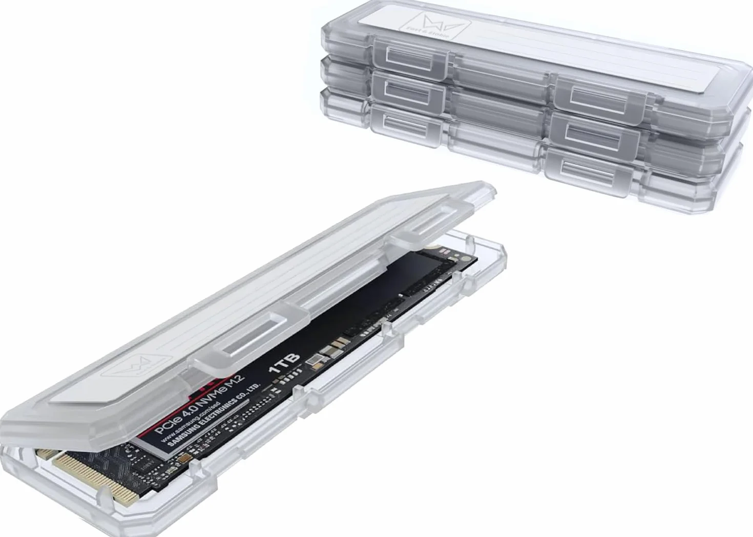 4 szt. M.2 2280 SSD przezroczysty plastikowy dysk twardy do Samsung/Kingston/WD/Silicon, M.2 NVME / AHCI 2280 SSD pudełko do przechowywania