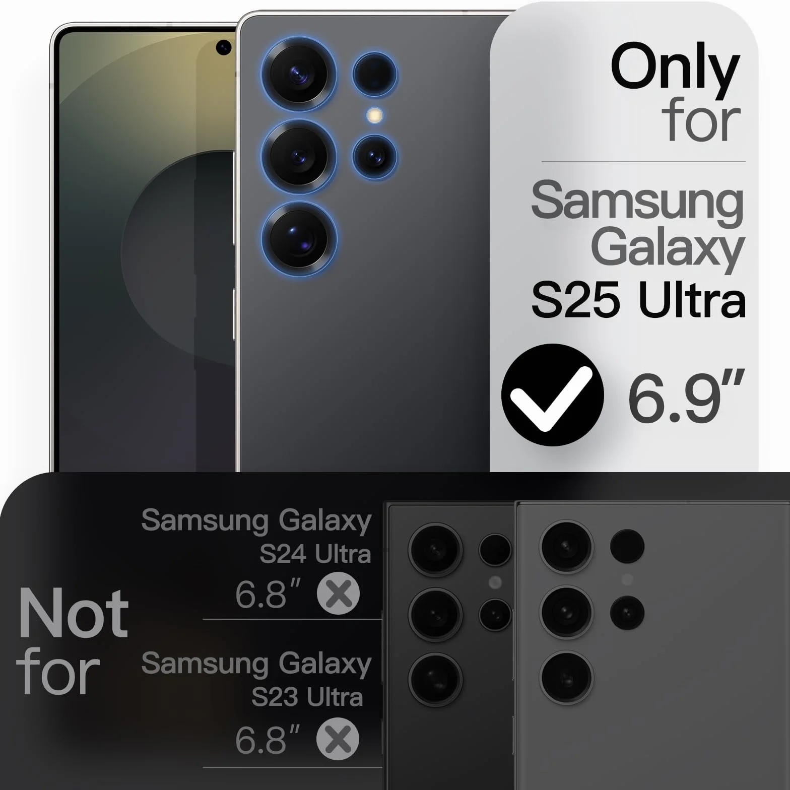 JETech Etui Szczupły dla Samsung Galaxy S25 Ultra 5G z Obiektywem Aparatu Pełna Ochrona, Ultracienkie Lekkie Matowe Wykończenie Minimalistyczna Ochronna Osłona Telefonu (Czarny)