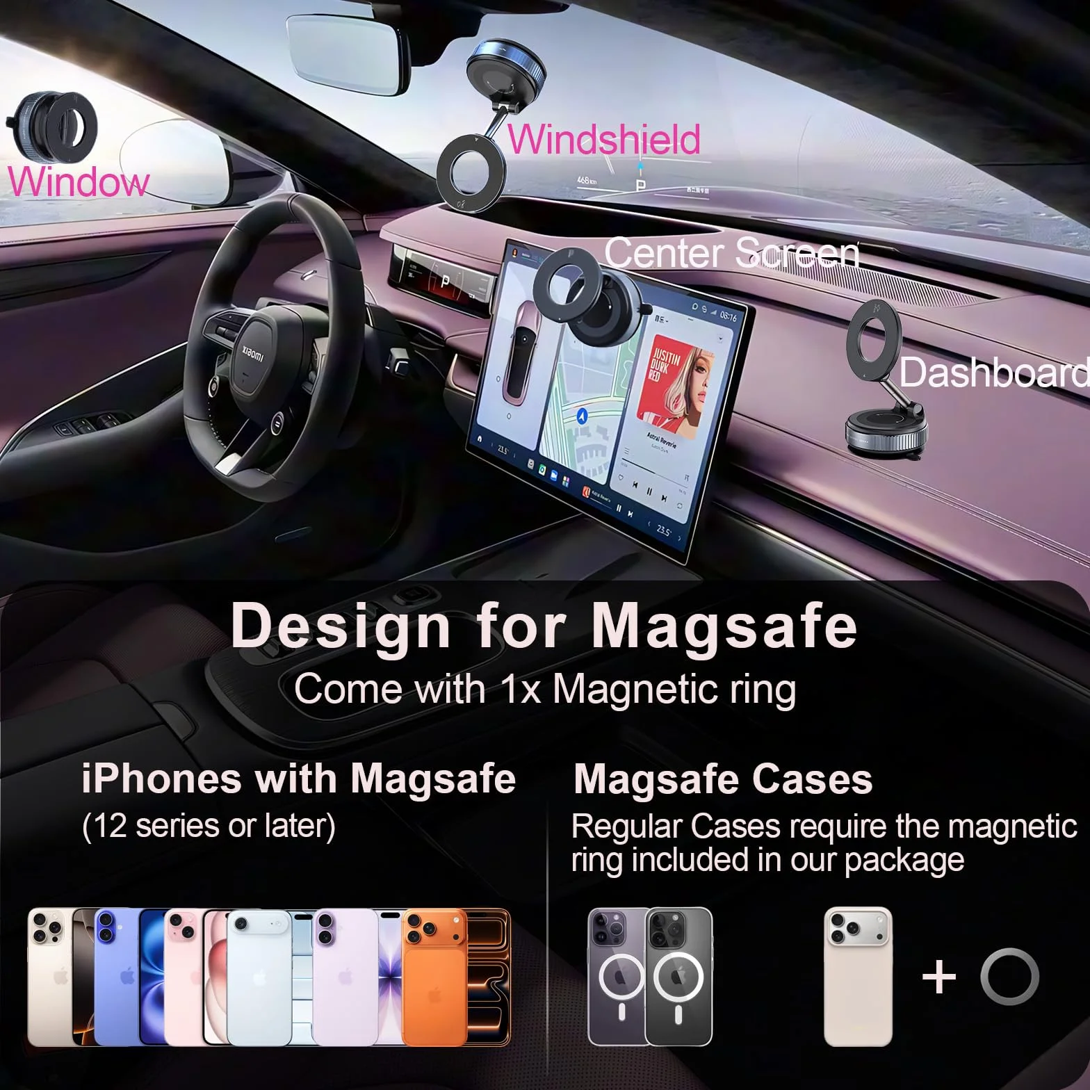 Uchwyt na telefon do montażu samochodowego, regulowana przyssawka 360° uchwyt na telefon deska rozdzielcza przednia szyba uchwyt na telefon do iPhone'a 17