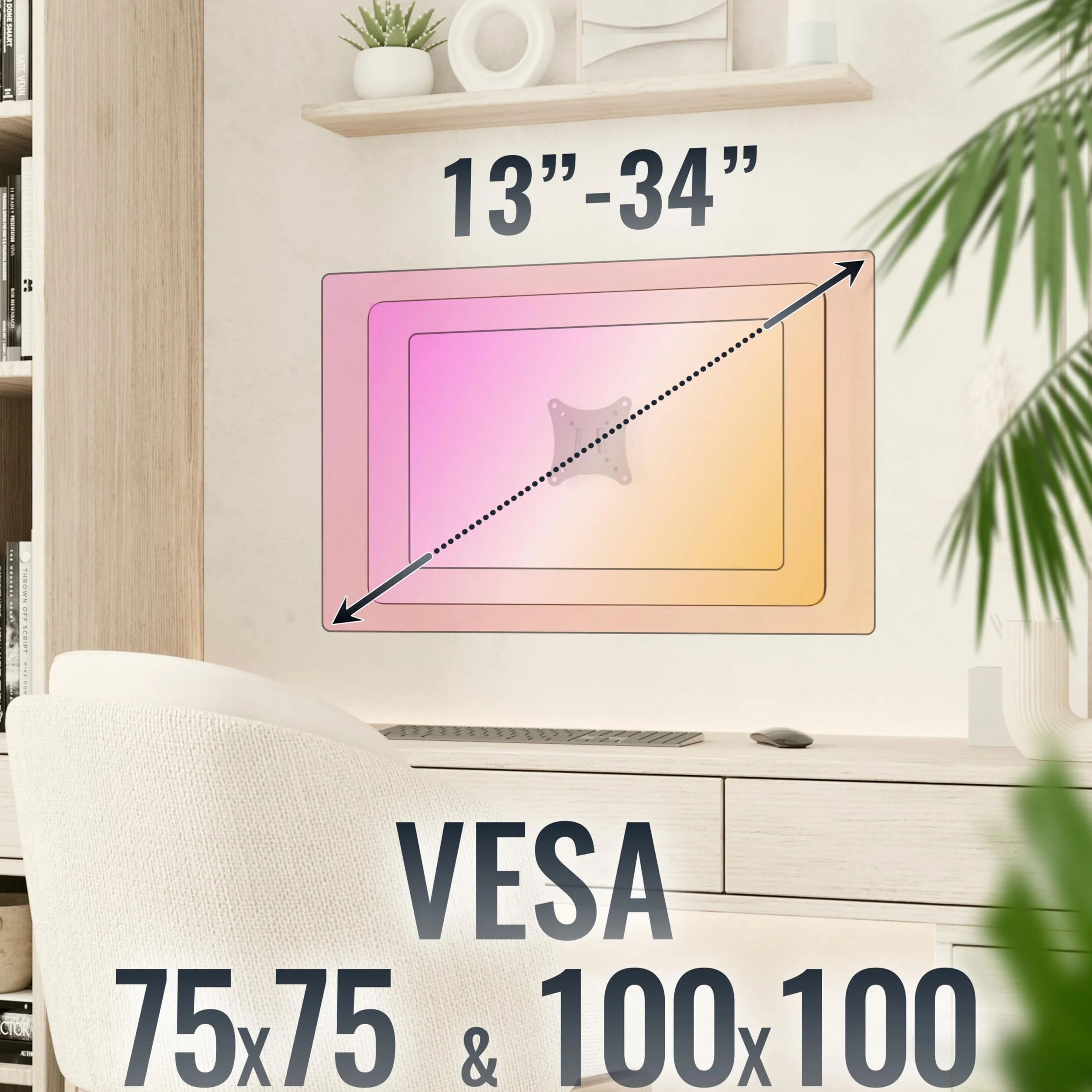 RICOO F0111 Uchwyt ścienny do monitora stały płaski około 13-29 cali Uchwyt TV do ekranów LED LCD OLED Uniwersalny do VESA 50x50-100x100 Czarny