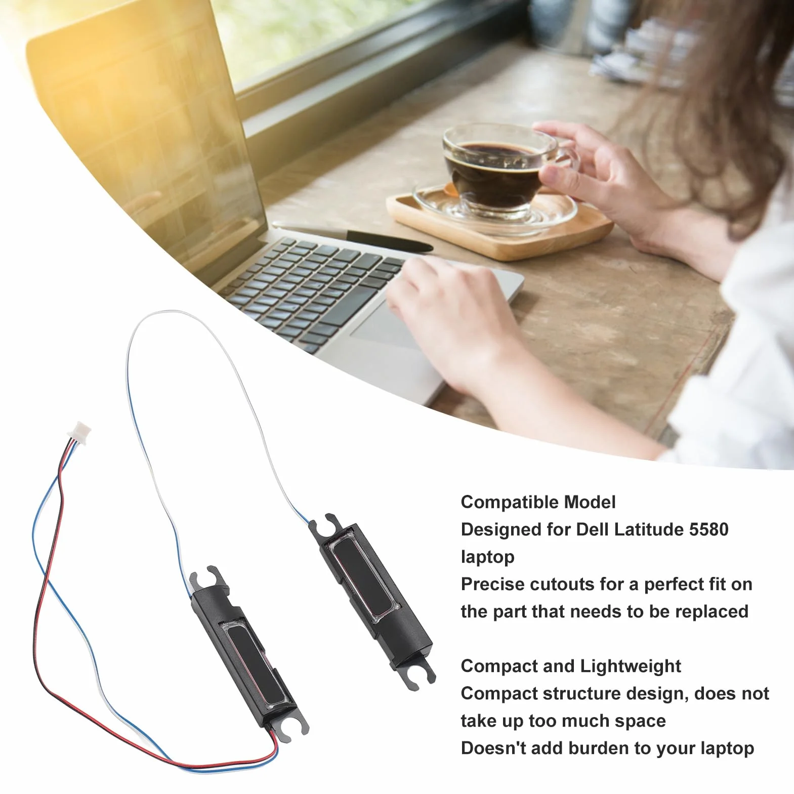 Zestaw głośników wewnętrznych do laptopa Latitude 5580, lewy prawy, wymienny