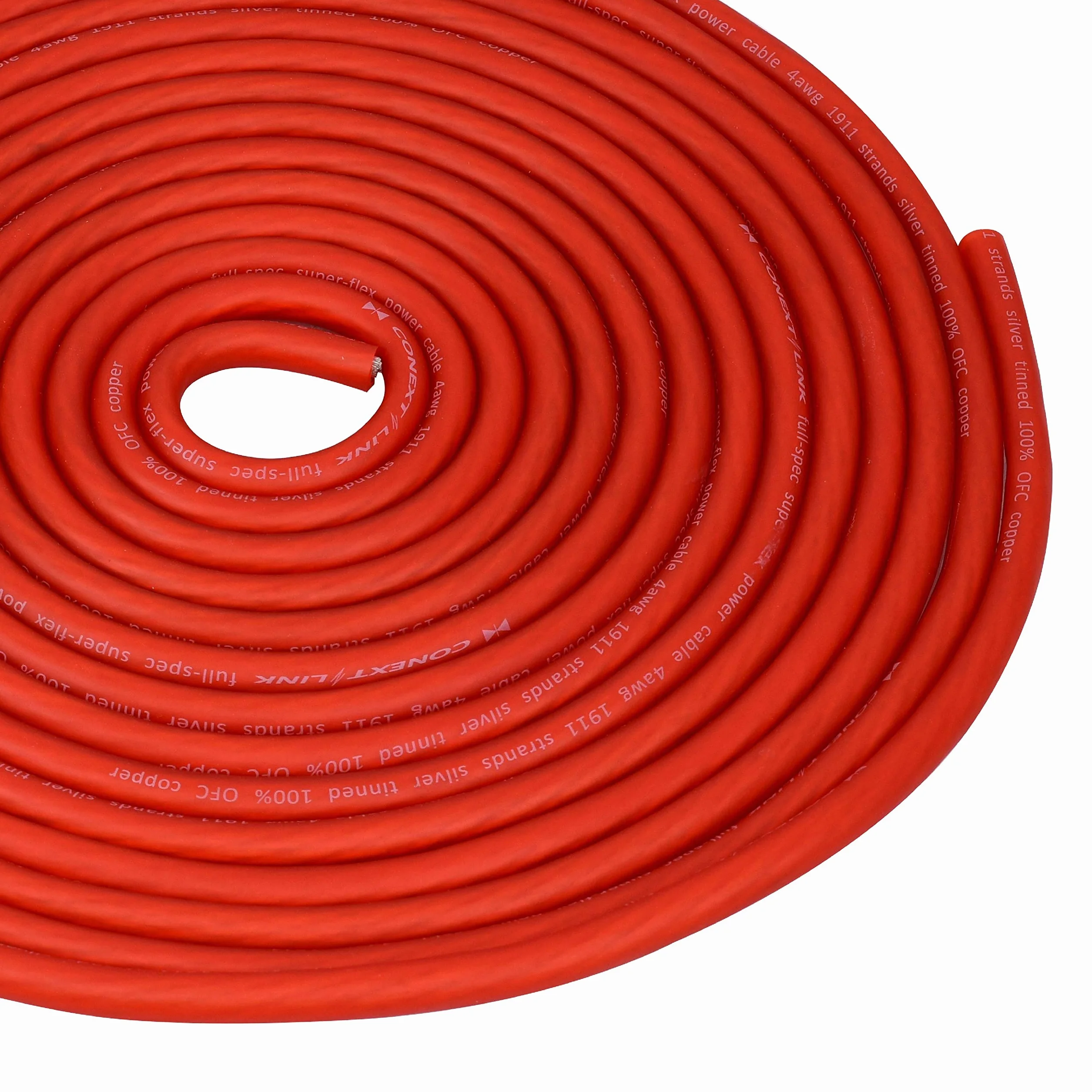 Conext Link Kabel zasilający akumulatora o pełnym przekroju przewód uziemiający OFC miedziany (Frost Red, 4 AWG 7,6 m)
