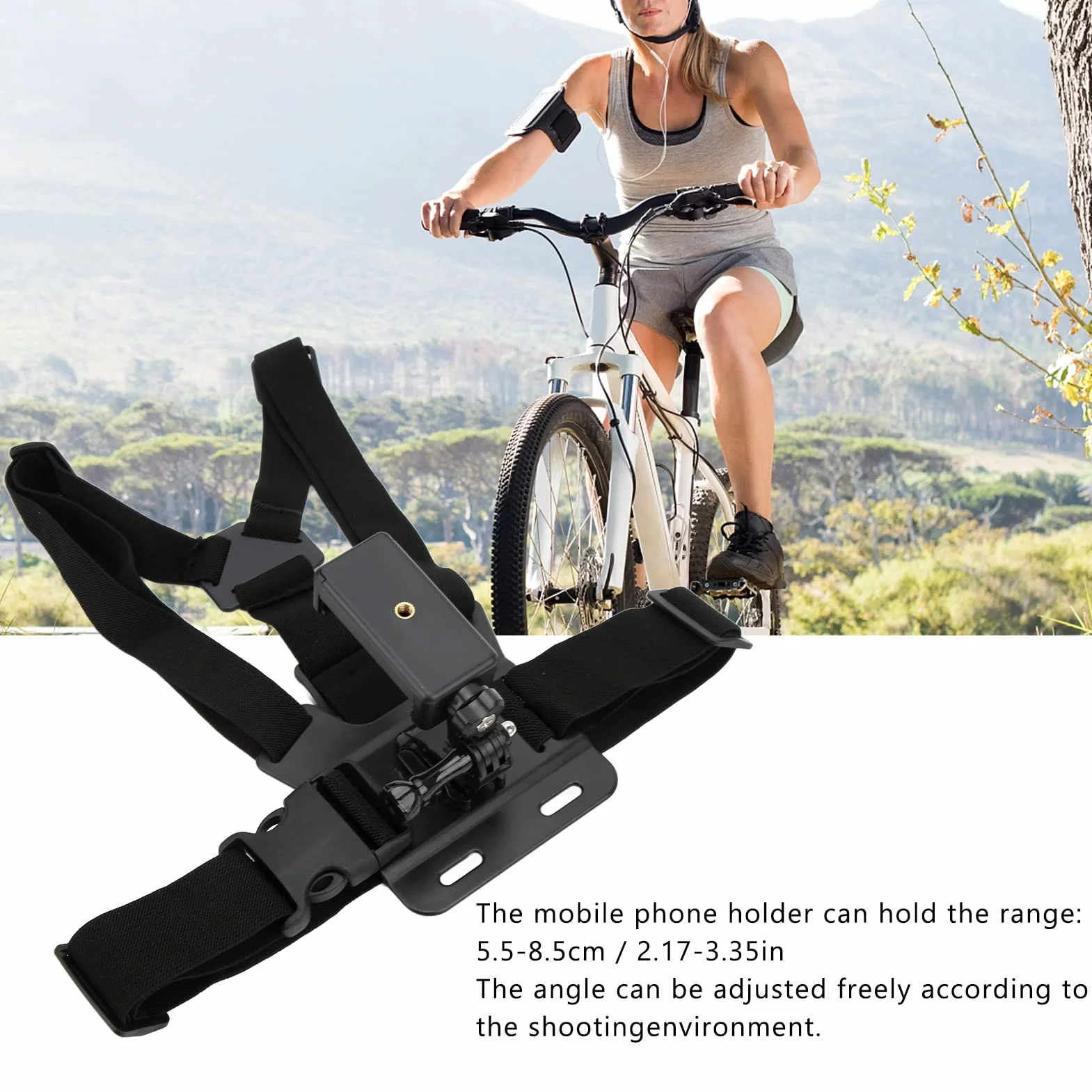 Telefon Komórkowy Selfie Chest Mount, Regulowany Uchwyt na Telefon Komórkowy Pasek Uprzęży, Selfie Chest Mount Strap Adapter Pasa Kompatybilny z Większością Smartfonów