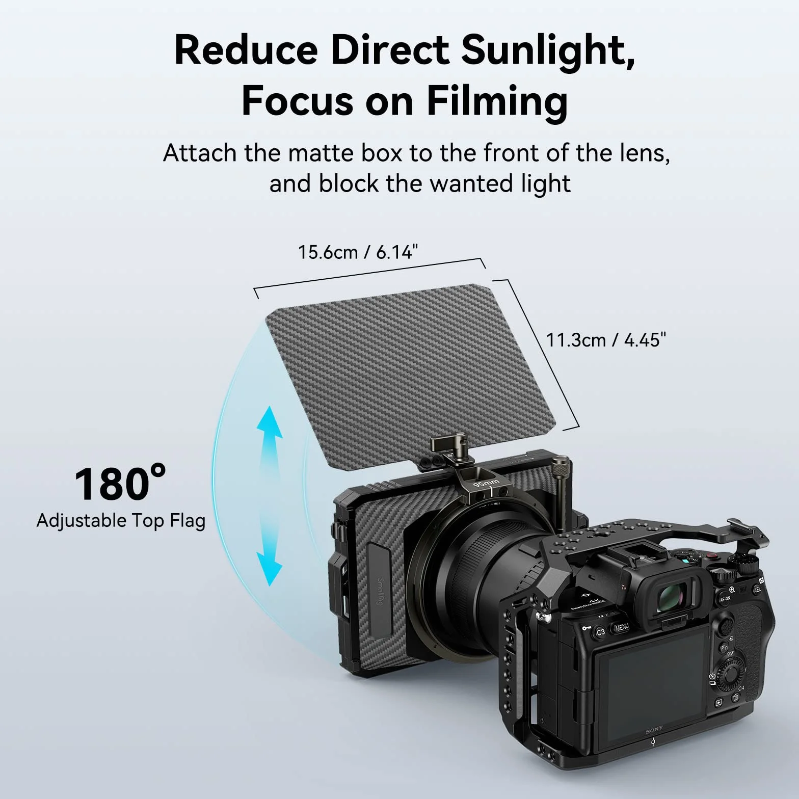 SMALLRIG Mini Matte Box Lite z Flagą Górną do Lustrzanek Cyfrowych i Aparatów Bezlusterkowych, Kompatybilny z Obiektywami 67mm/72mm/77mm/82mm/95mm, Dostarczany z Tacą na Filtry - 3575
