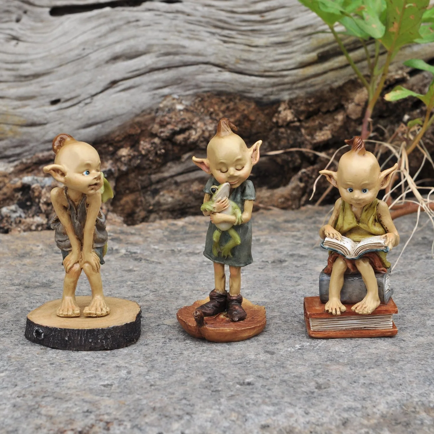 Top Collection Miniaturowy bajkowy ogród i posąg terrarium, ogród pixie elf czytanie książki