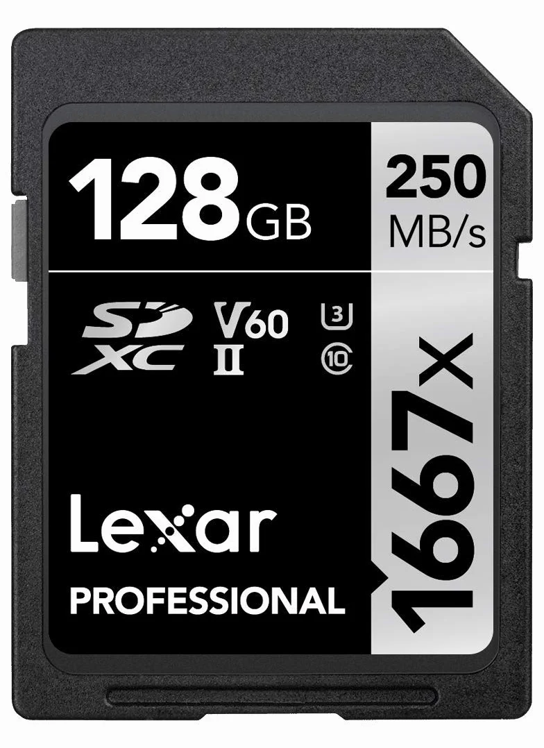 Lexar Professional 1667x 128 GB SD Karta, SDXC UHS-II Karta Pamięci bez czytnika, Do 250 MB/s odczytu, Class 10, U3, V60, SD dla profesjonalnego fotografa, filmowca, entuzjasty (LSD128CB1667)