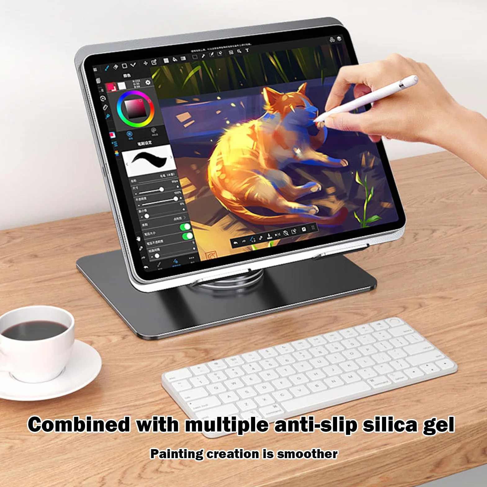 Generisch na laptopa, metalowy uchwyt na laptopa, stop aluminium | regulowany obracany o 360°, ergonomiczny uchwyt biurkowy do domu i biura, 10,43 x 8,86 x 6,69