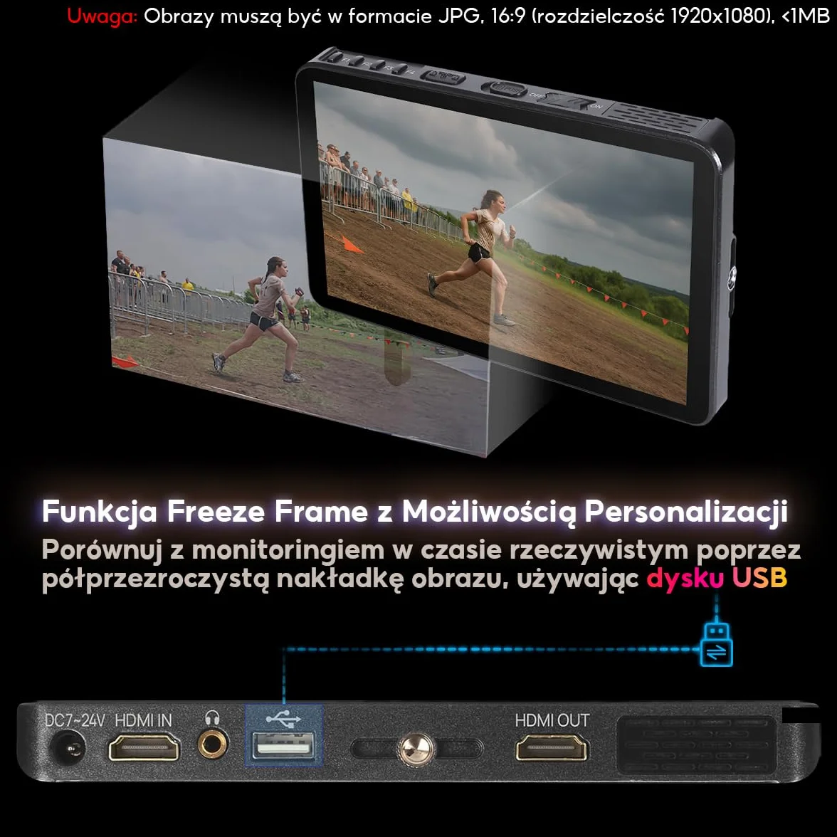 Portkeys LH7P Monitor Polowy 7 Cali 1000 nitów, Ekran Dotykowy, 4K HDMI z 3D LUT, Sterowanie Bezprzewodowe, Kształt Fali Luma, Fałszywy Kolor, Kompatybilny z BMPCC