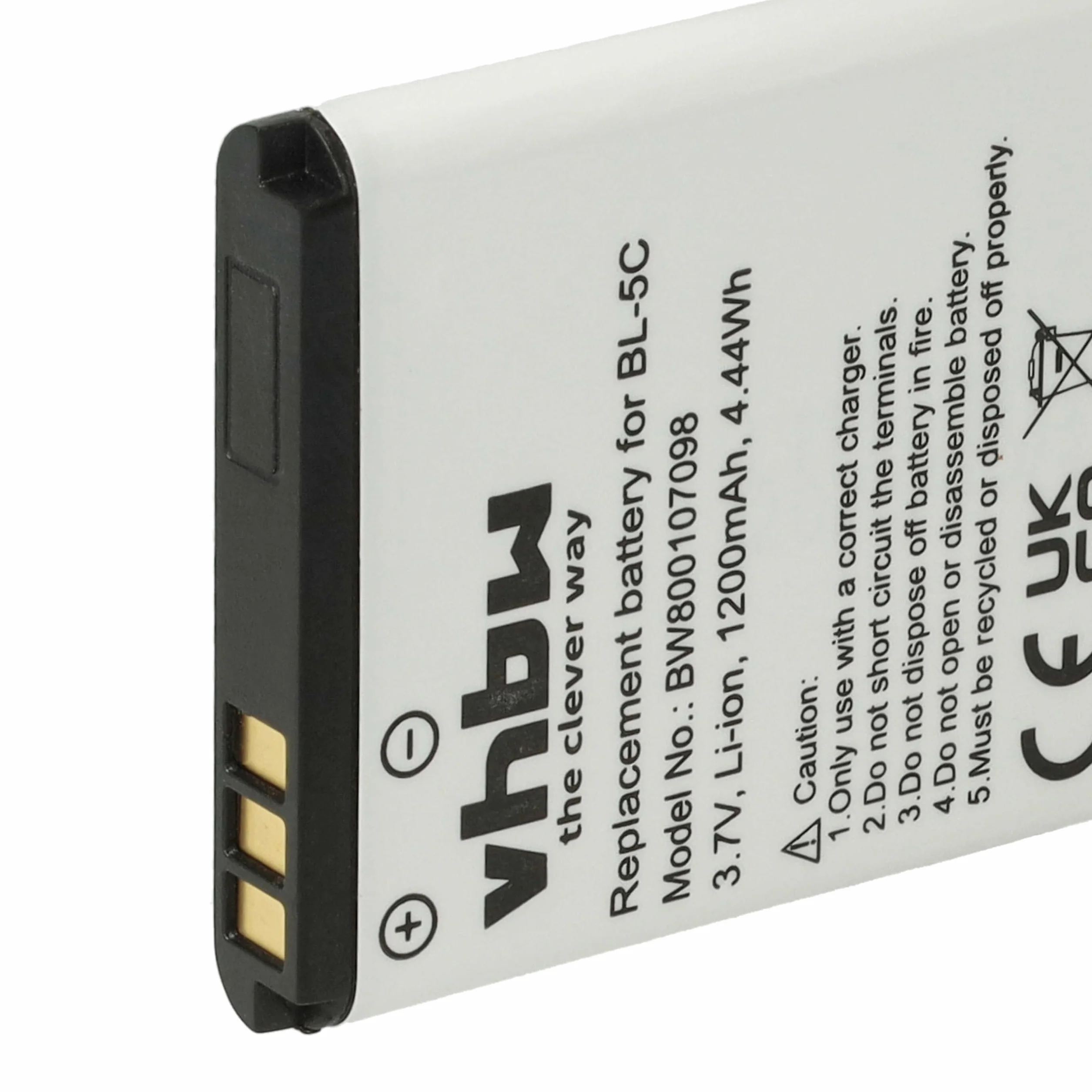 vhbw 1 x bateria kompatybilna z Nokia 1800, 1600, 1650, 1280, 1255, 1315, 1200, 1208, 1650, 1600 smartfonów (1200 mAh, 3,7 V, Li-ion)