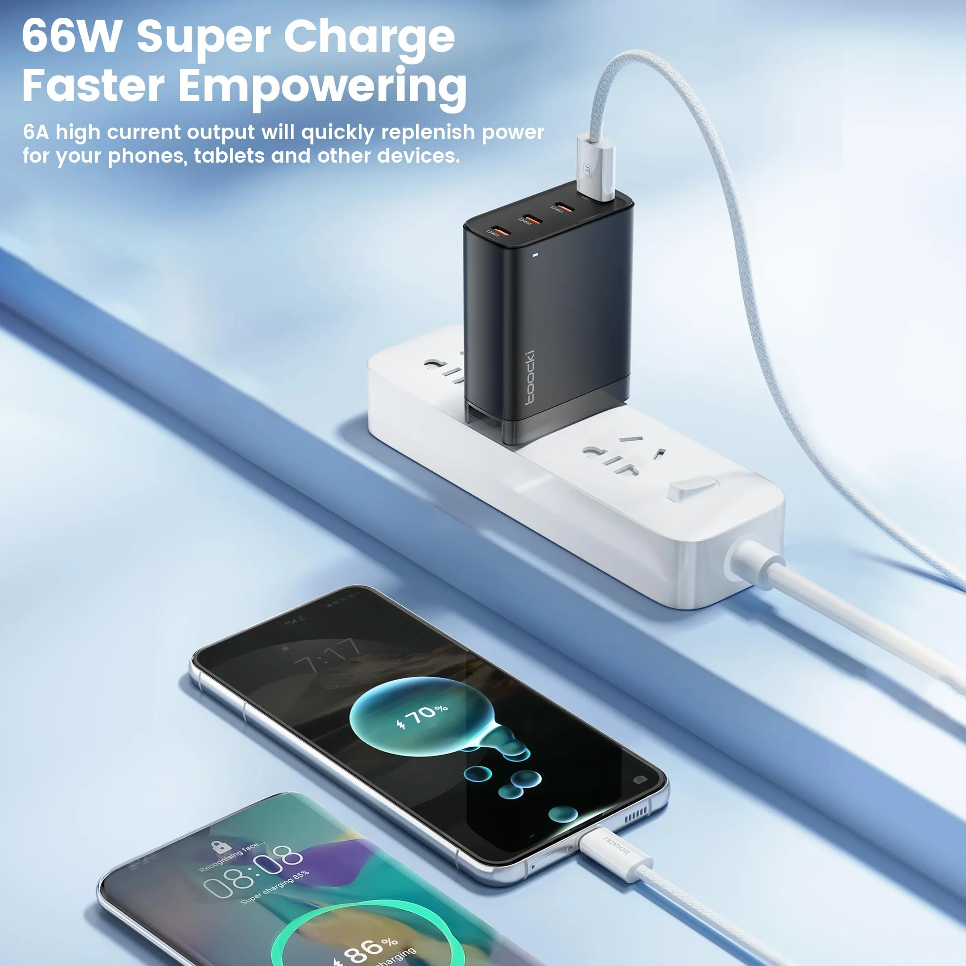 toocki Kabel USB C, 2 m, kabel do ładowania USB C, kabel do szybkiego ładowania, nylonowy kabel do ładowania USB C do iPhone 16 Pro Max, Samsung Galaxy S24, S23, S22, S21, S20, S10, S9, S8, Note10