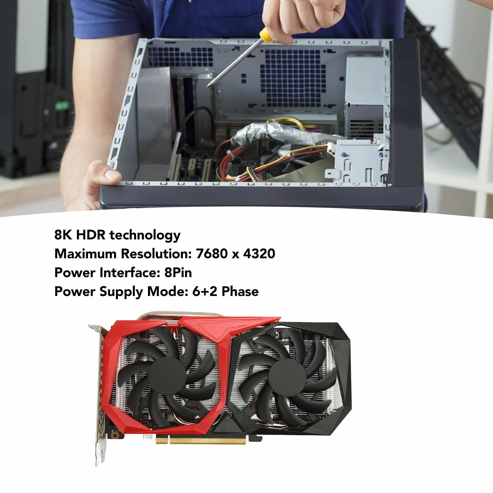 Karta Graficzna do Gier RTX 2060 6 GB, Karta Graficzna GDDR6 192-bitowa PCIE 3.0X16 Karta Graficzna do Gier Wideo z GPU Podwójne Wentylatory Zamrażające do Komputera Stacjonarnego