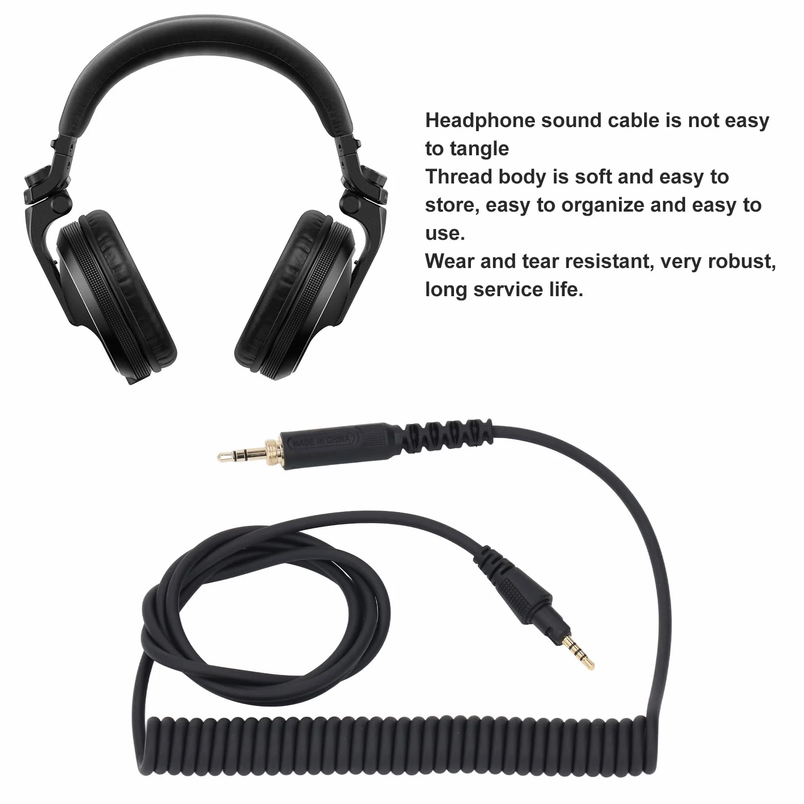 Kabel Spiralny do Pioneer DJ HDJ-CUE1 HDJ-CUE1BT HDJ-X5 HDJ-X7 HDJ-S7, Przedłużacz Zastępczy Kabla Audio, z Adapterem 6,5 Mm
