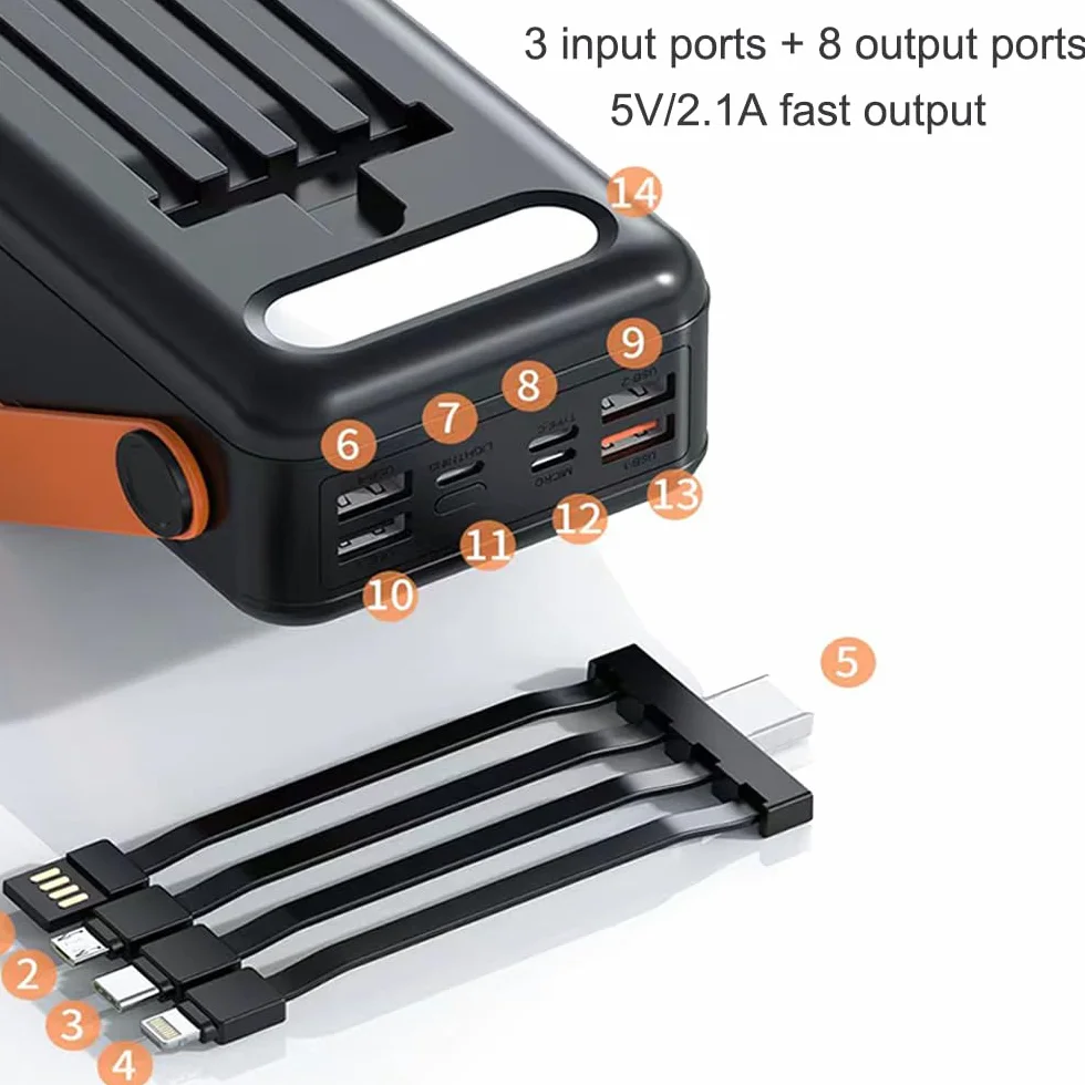 Power Bank o dużej pojemności 80 000 mAh na kemping na świeżym powietrzu przenośna ładowarka z 8 wyjściami i 3 wejściami bateria zewnętrzna z wyświetlaczem LED do telefonów tabletów (rozmiar: 100000