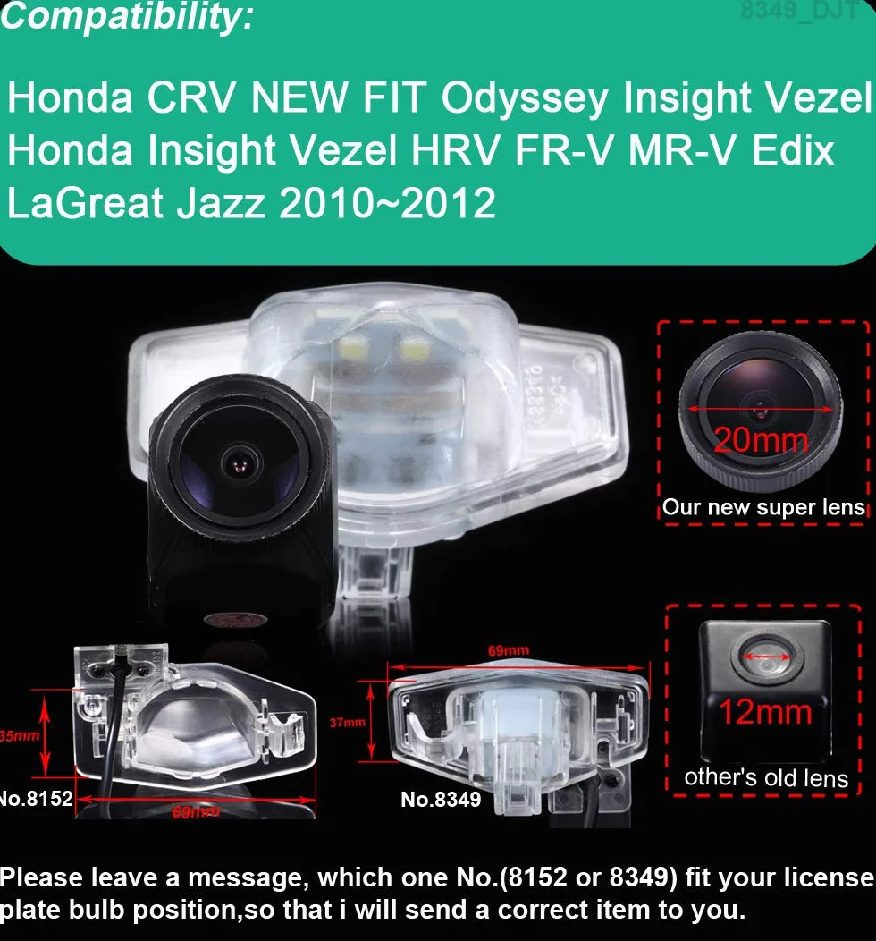 Karakus samochodowa tablica rejestracyjna, kamera cofania, widoczność w nocy, pomoc w parkowaniu, system cofania do CRV New Fit, Odyssey, Insight Vezel, HRV, FR-V, MR-V, Edix, LaGreat Jazz