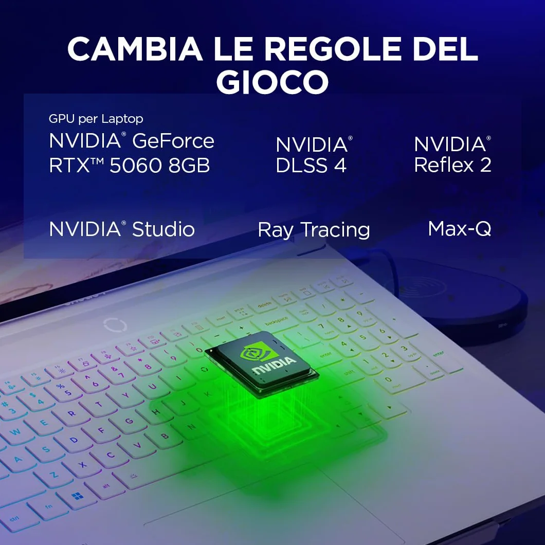 Lenovo Legion 7 Laptop do gier, wyświetlacz OLED WQXGA 16" 240 Hz, Nvidia GeForce RTX 5060 8GB, Intel Core Ultra 7 255HX, RAM 32 GB, SSD 1T, Windows 11 Home, włoska klawiatura RGB - Glacier White