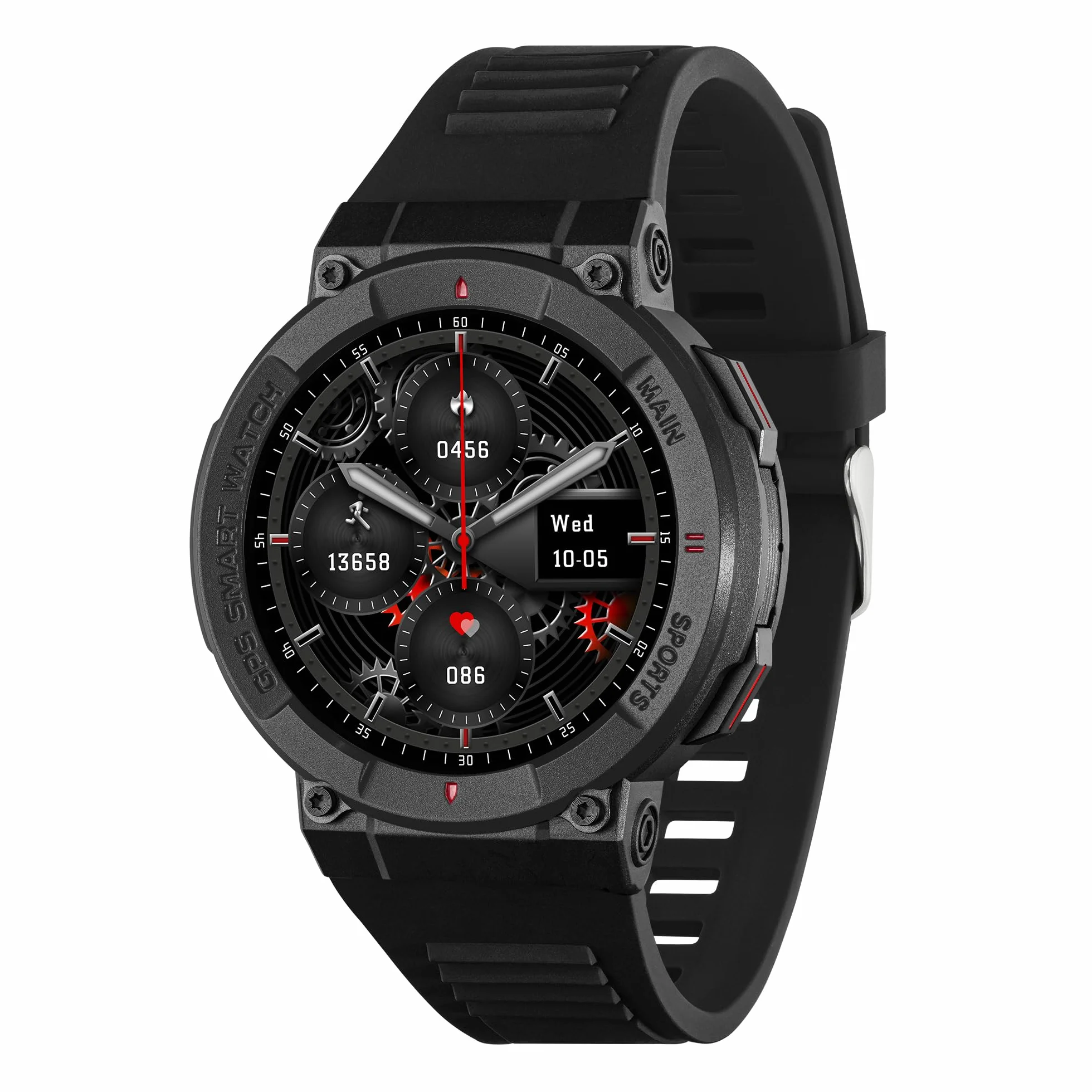 Reflex Active Inteligentny zegarek serii 43 dla mężczyzn i kobiet z wbudowanym GPS, ponad 100 trybów sportowych, licznik kroków, nawiązywanie i odbieranie połączeń, wodoodporność IP68, czarny