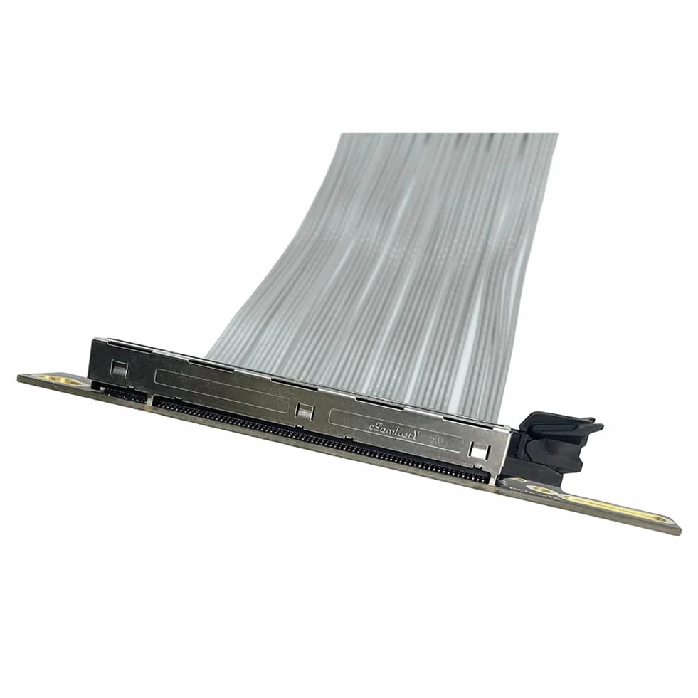 Kabel przedłużający do karty graficznej PCIe 5.0 X16 GPU PCI-E 5.0 Gen5 64 GB/S posrebrzany kabel kątowy 90° 15 cm