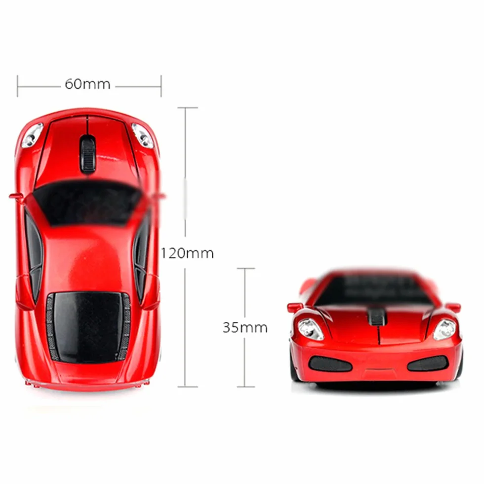 MGbeauty Mysz komputerowa moda samochód sportowy mysz bezprzewodowa 2,4 GHz 1600 dpi optyczne myszy do gier szara