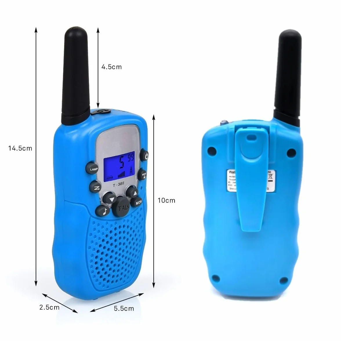 Zestaw Walkie Talkie T-388 PMR 446 dla dzieci 8 kanałów 3 km z akumulatorami żółty