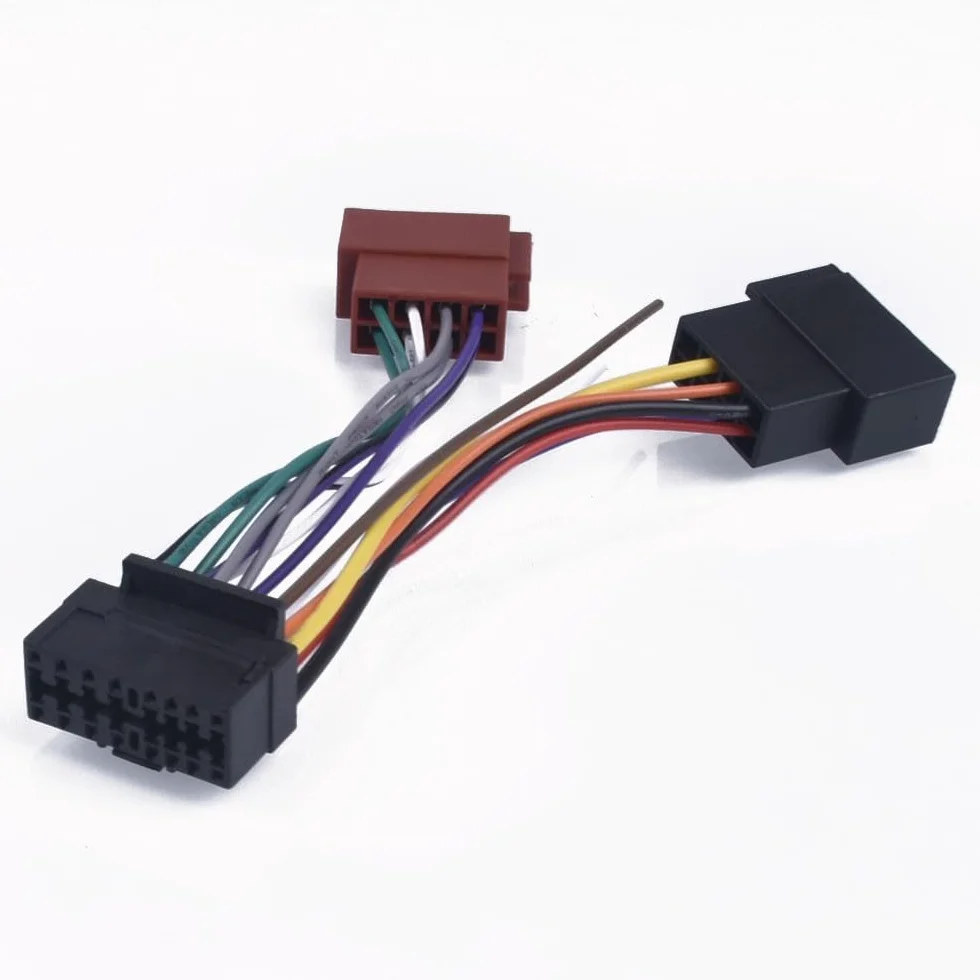 Sony Aiwa JVC 16-pinowe złącze przewodów 30 x 12 mm wiązka przewodów ISO adapter wtyczka kabel kompatybilny z samochodowym stereo