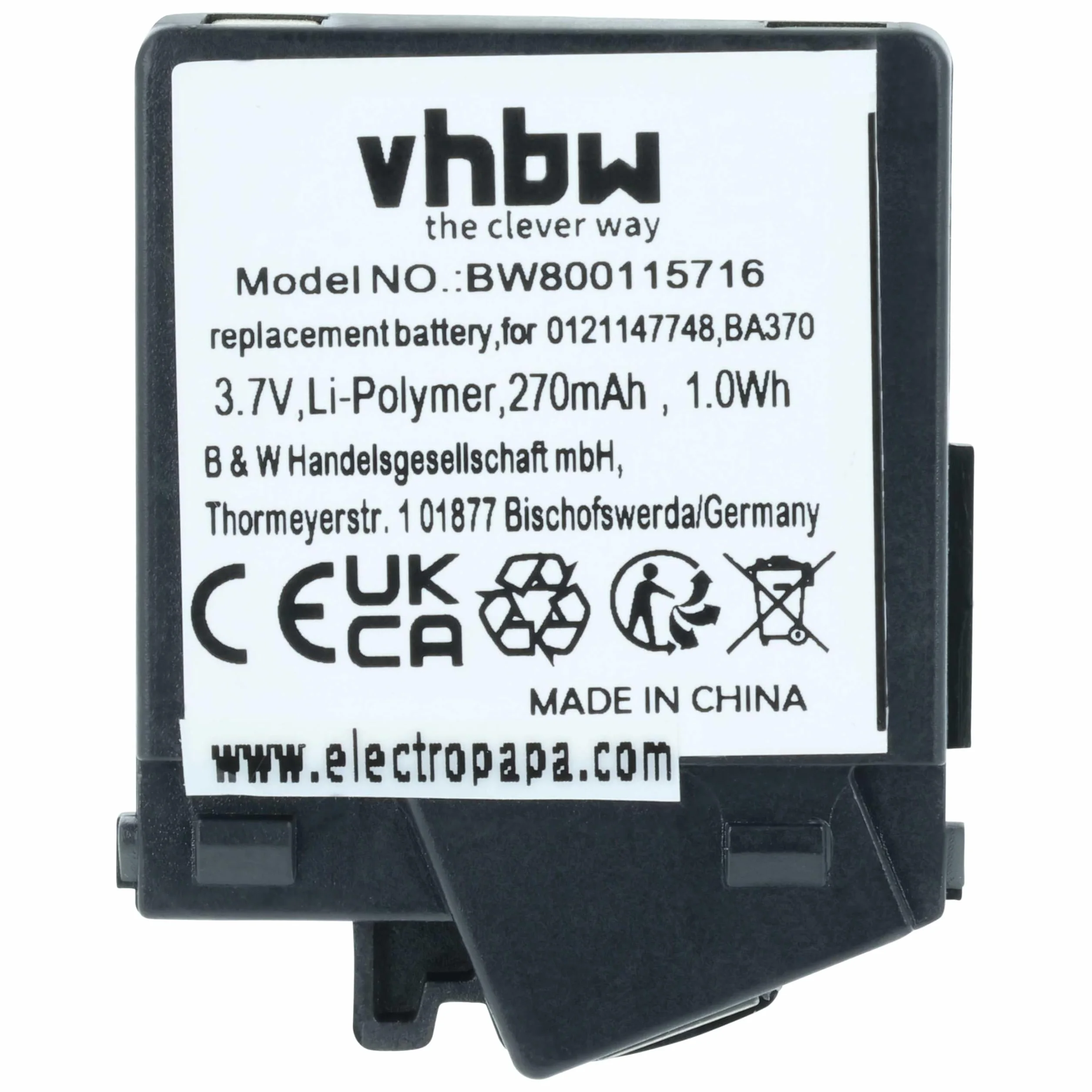 vhbw 2x Bateria Zastępuje Sennheiser BA370 BA 370 PX do Słuchawek Bezprzewodowych 270 mAh 3,7 V Li-Pol