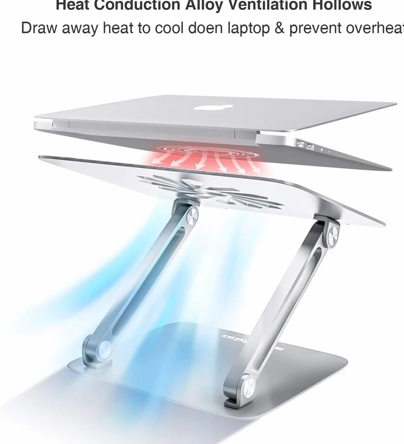 Stojak na laptopa Biurkowa podstawka na laptopa, podstawka pod laptopa EPN z otworami wentylacyjnymi do podnoszenia laptopa, regulowany ergonomiczny uchwyt na biurko z antypoślizgowym silikonem i hacz
