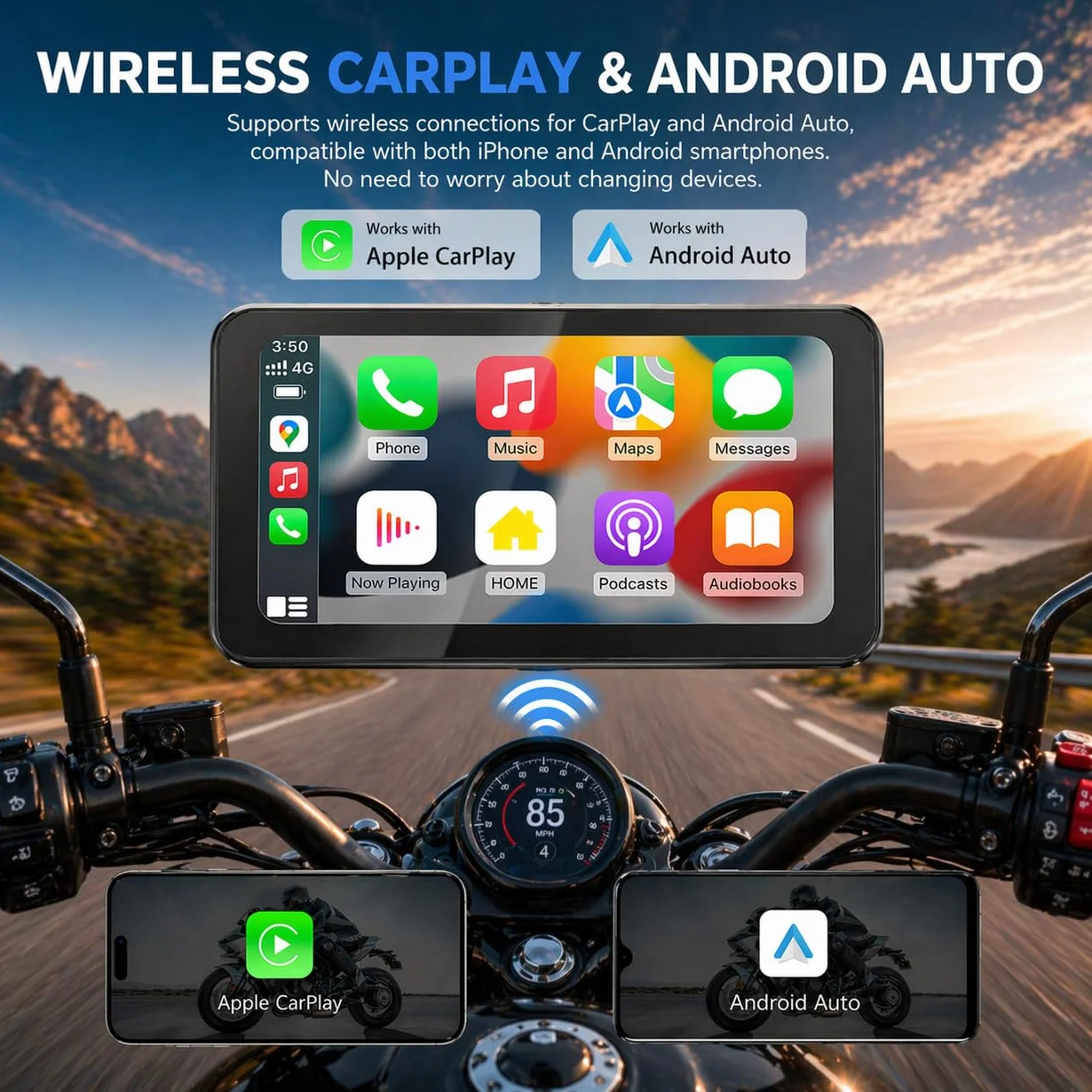 Spedal CL871 6,25" ekran motocyklowy CarPlay i Android, wodoszczelny, nawigacja GPS do motocykla, Bluetooth, Siri/G00gle Assistant (CL871)