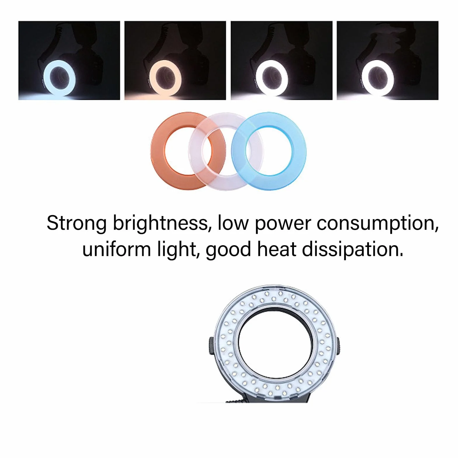 Pierścieniowa Błyskowa LED Do Makrofotografii, 3000k-15000k 48led Pierścieniowa Błyskowa Makrofotografii Z Wyświetlaczem Lcd, 9 Pierścieniami Pośrednimi I 2 Dyfuzorami
