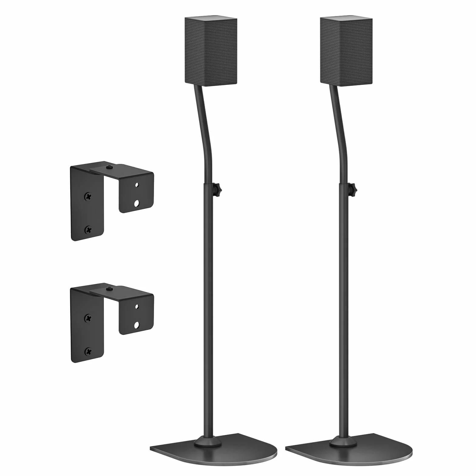 Regulowane stojaki na głośniki tylne dla Samsung z uchwytem ściennym – rozsuwane od 84 cm do 107 cm, stojaki dla Samsung z systemem zarządzania kablami, para