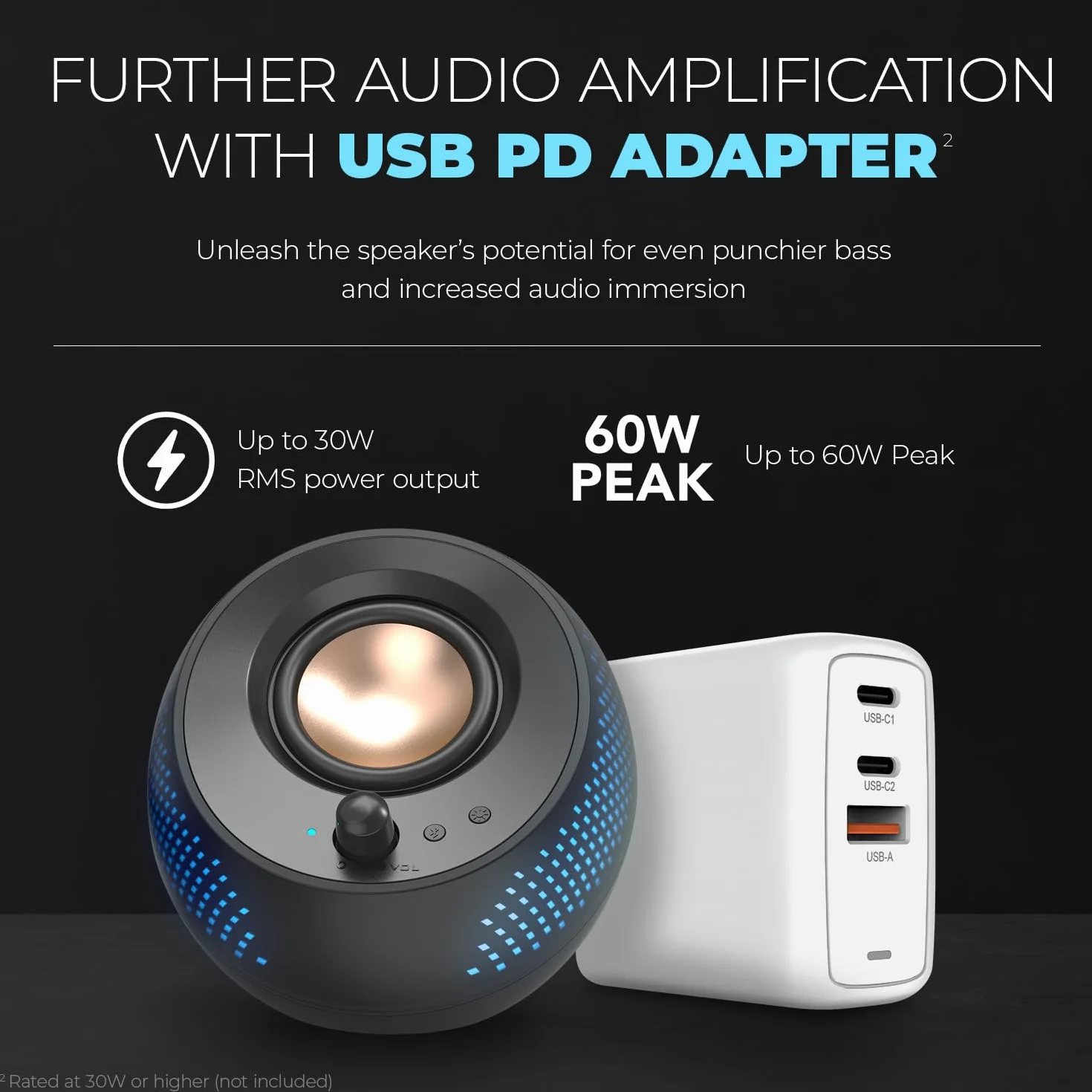 CREATIVE Pebble X 2.0 głośnik komputerowy USB C z regulowanym oświetleniem RGB, Bluetooth 5.3, audio USB, do 15 W mocy RMS, do komputerów PC i Mac