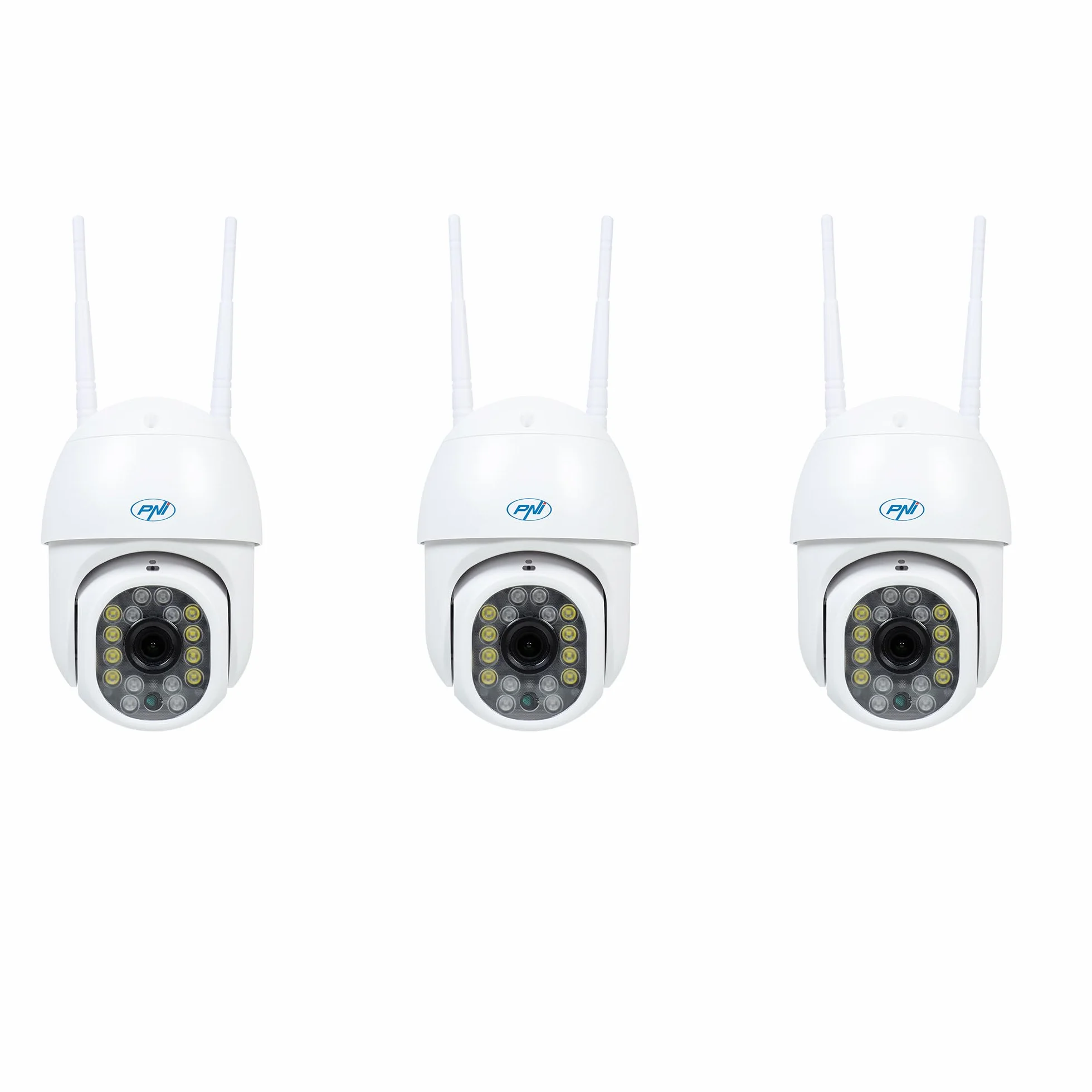PNI 3-częściowy zestaw IP440 WiFi PTZ bezprzewodowa kamera do monitoringu wideo, 4 MP, zoom cyfrowy, gniazdo micro SD, samodzielna, alarm wykrywania ruchu, śledzenie ruchu