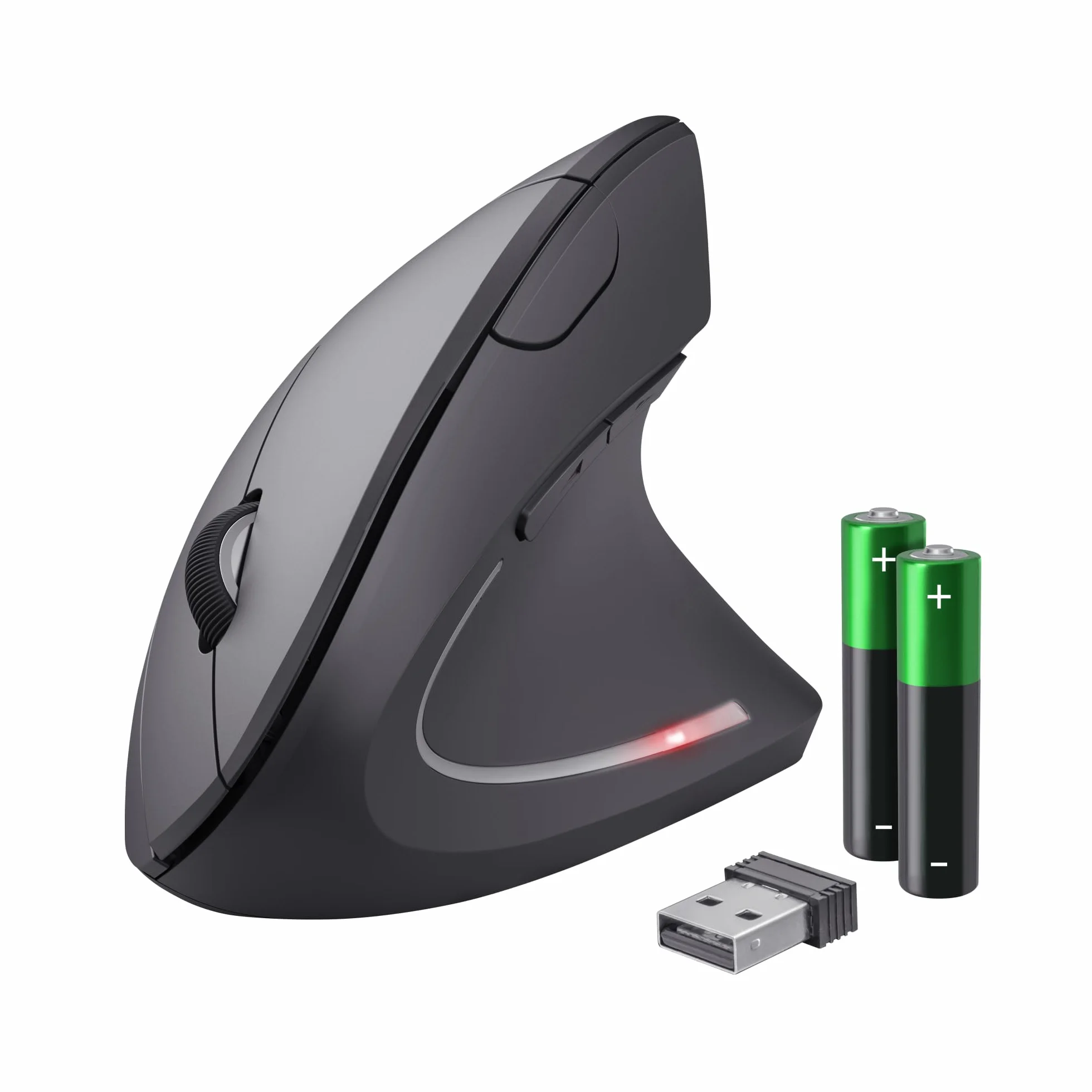 Trust Verto Verto Vertical Mouse, 800-1600 DPI, ergonomiczna mysz, praworęczna, bezprzewodowa mysz LED, 6 przycisków, RF 2.4GHz, odbiornik USB, dla komputerów Mac, PC, laptop, baterie w zestawie