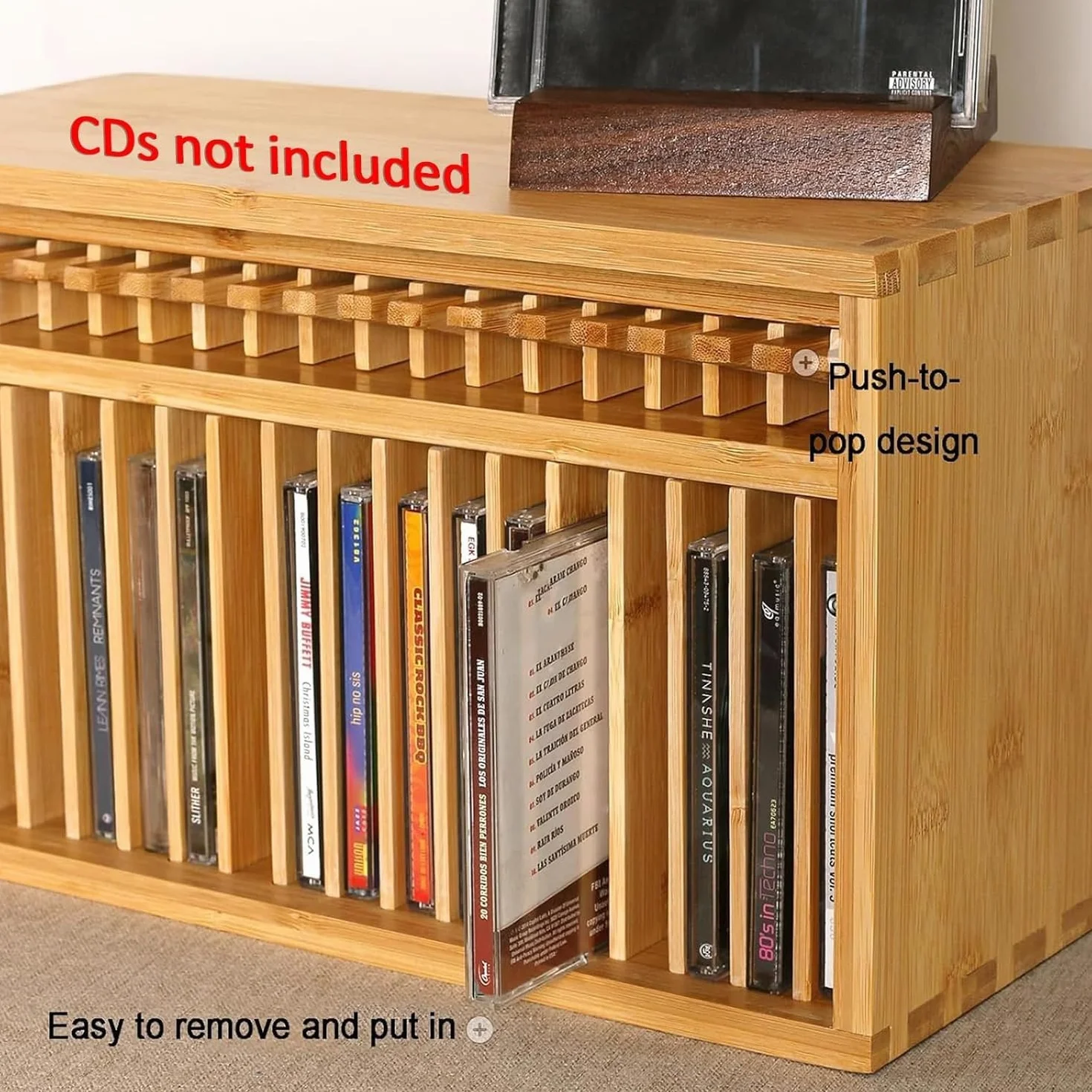 Organizer do przechowywania płyt CD na płyty DVD i CD, mieści 19 standardowych etui, kompaktowy drewniany uchwyt ekspozycyjny