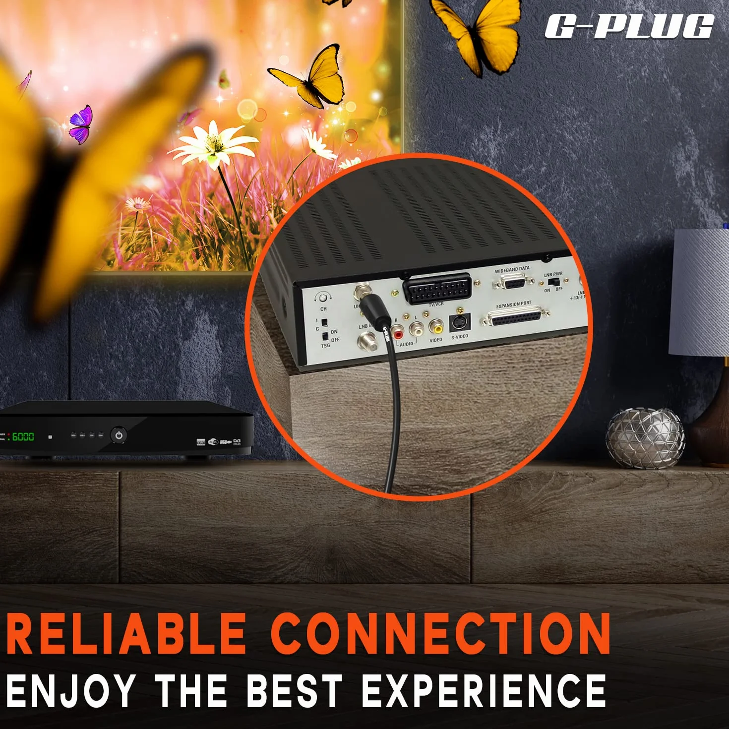 G-PLUG 1.5m kabel antenowy TV z adapterem RF i kątową wtyczką – kabel koncentryczny wtyk-wtyk, pozłacany – przedłużacz do telewizora, tunera DVB-T2, dekodera satelitarnego